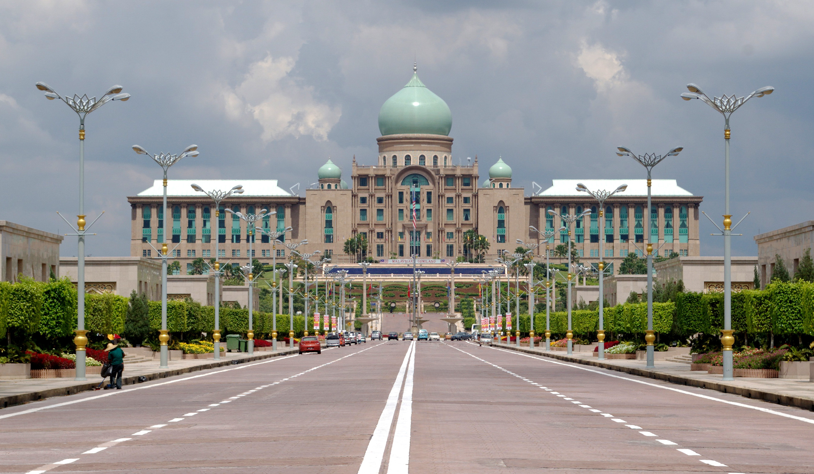 Putrajaya, Futuristic cityscape, Architectural marvels, Lush greenery, 2700x1580 HD Desktop