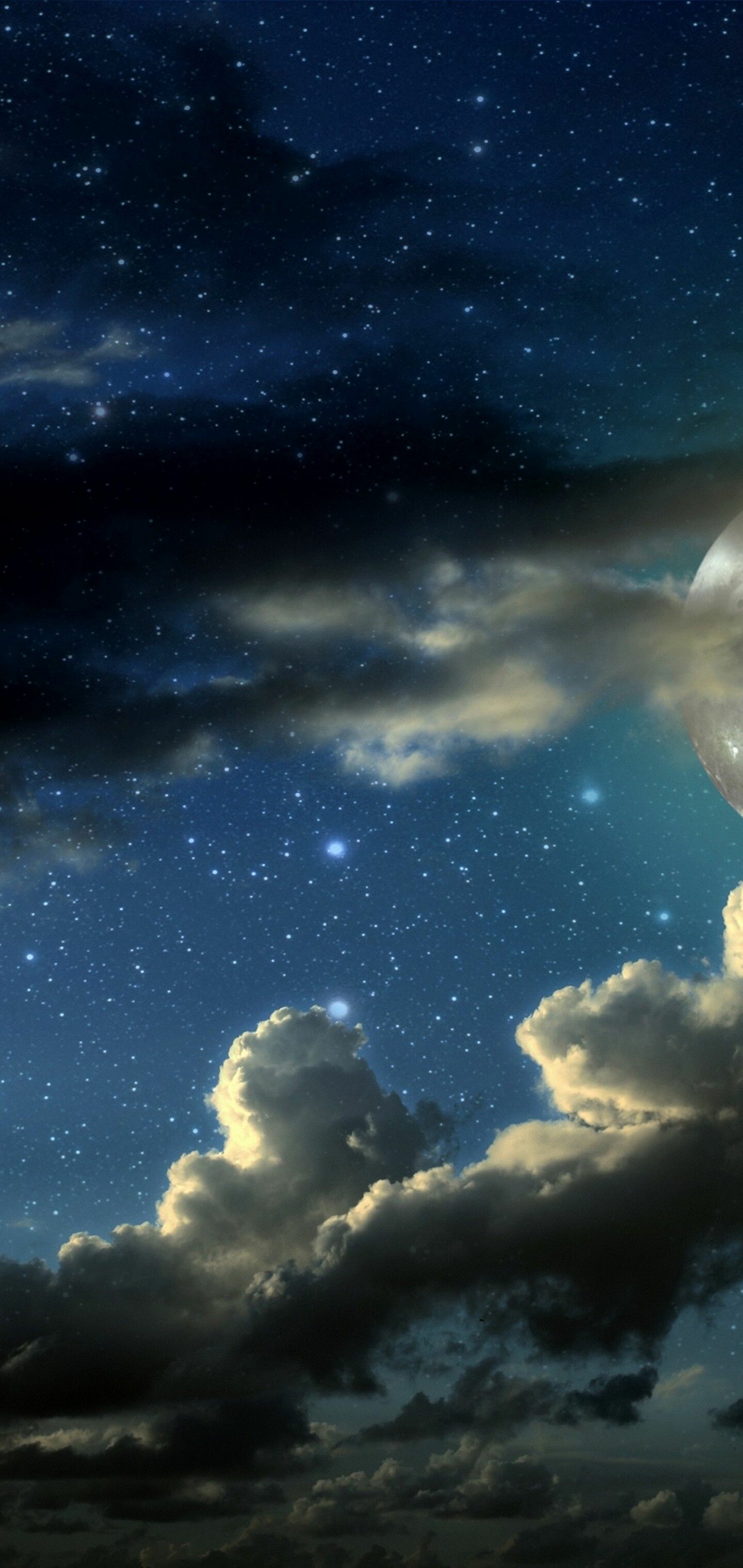 Starry night, Clouds Wallpaper, 1440x3040 HD Phone