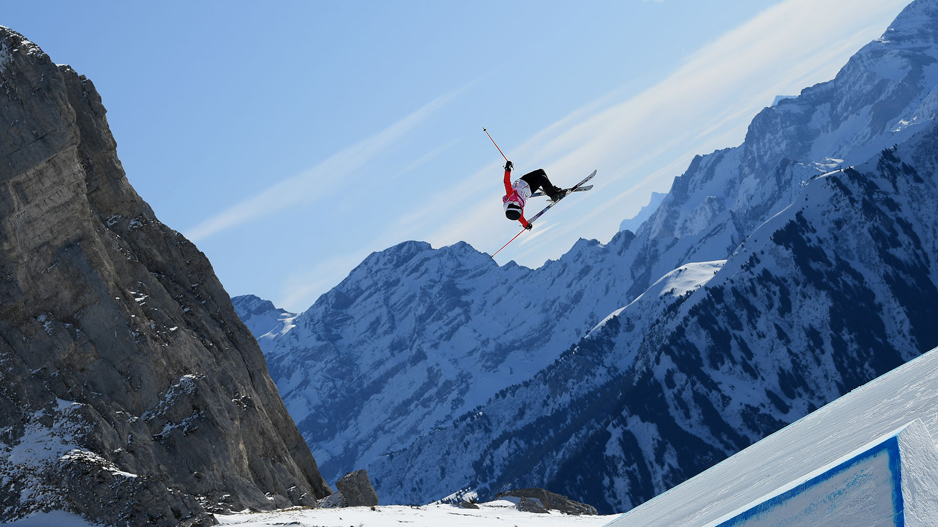 Freestyle Skiing, Winter Olympics action, Thrilling spectacle, Elite athletes, 1920x1080 Full HD Desktop