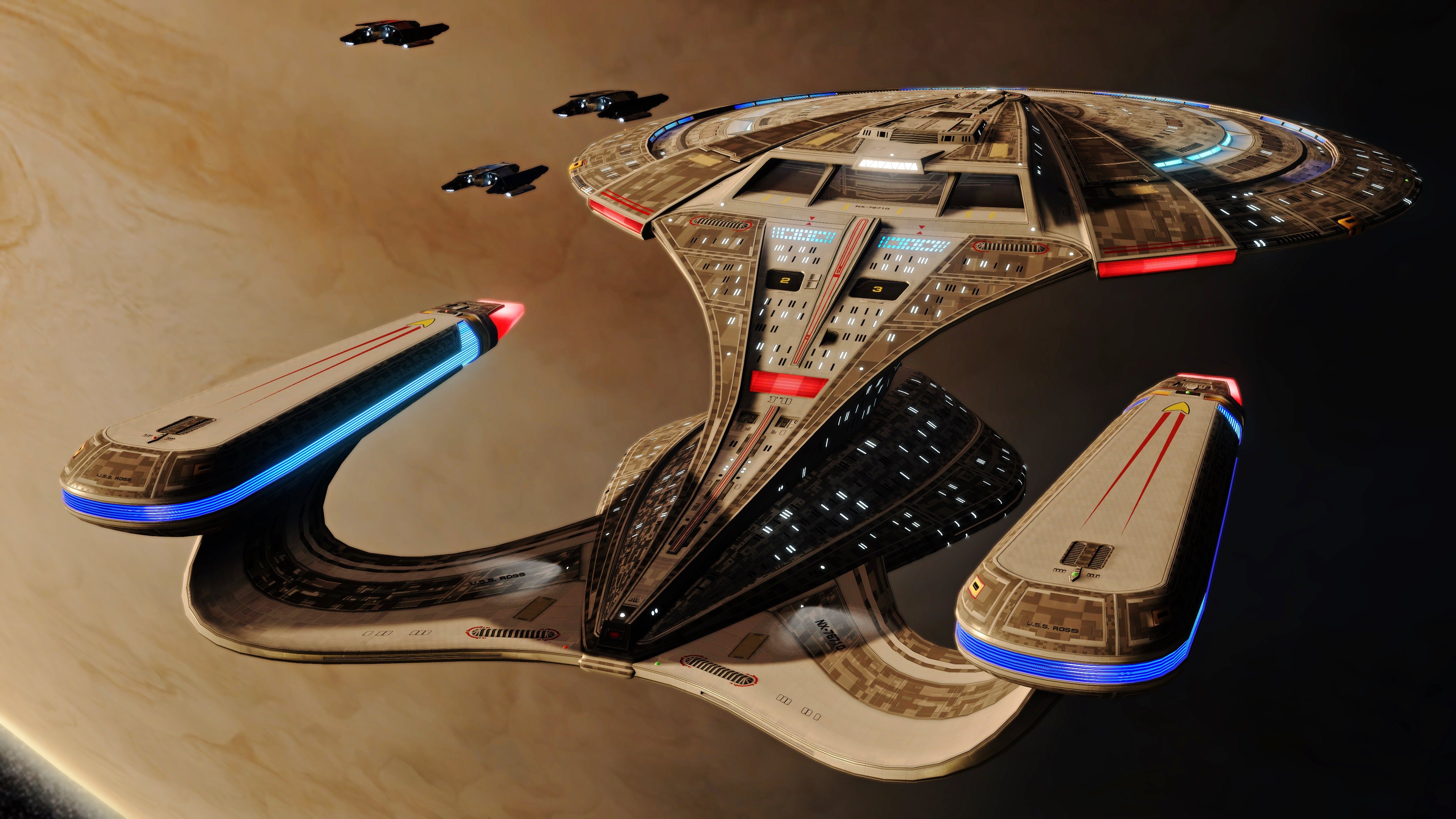 Evolved Galaxy Class, Advanced technology, Futuristic spacecraft, Stunning visuals, 3840x2160 4K Desktop