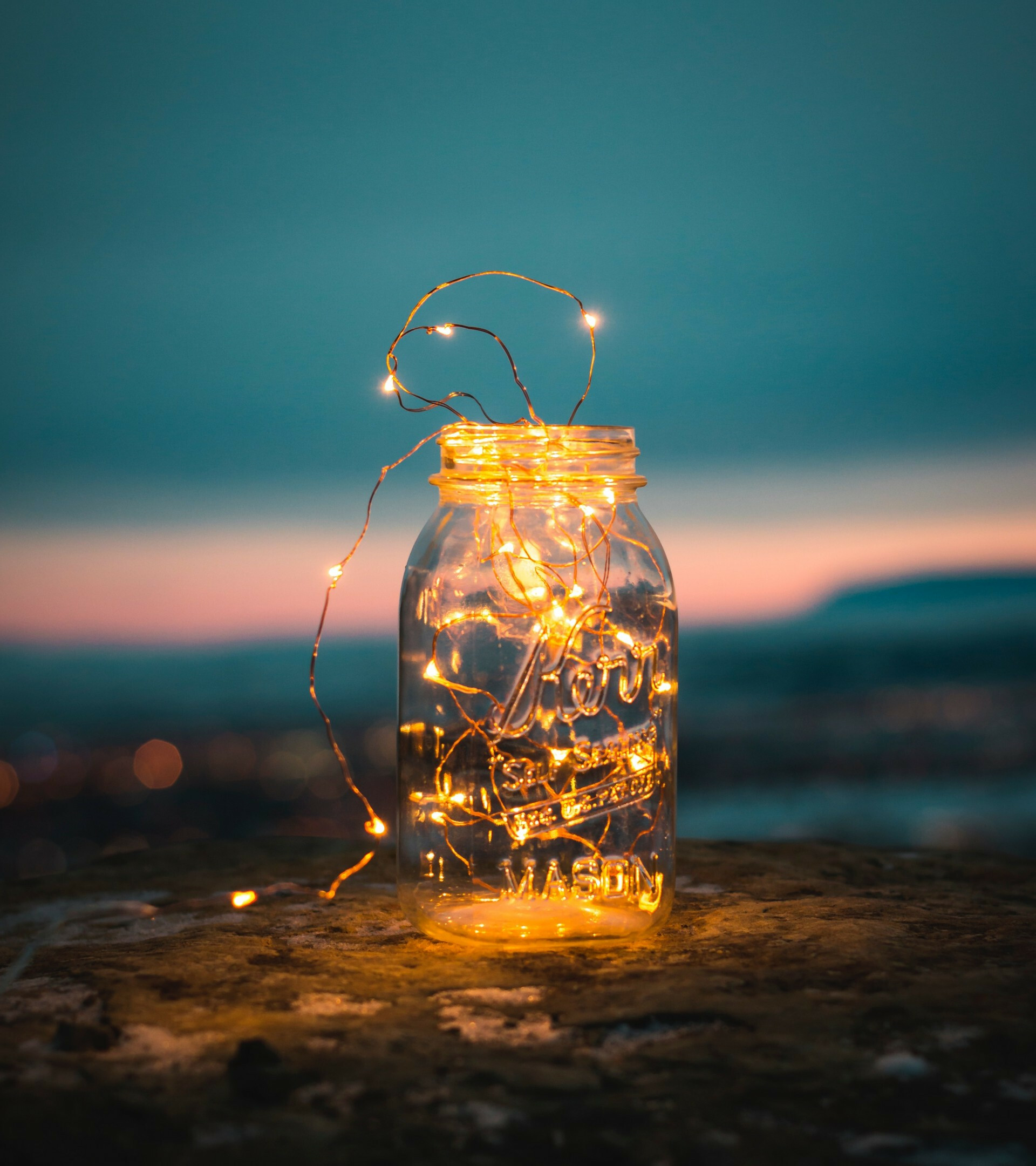 Jar light garland, Warm glow, Cozy ambiance, Magical decoration, 1920x2160 HD Phone