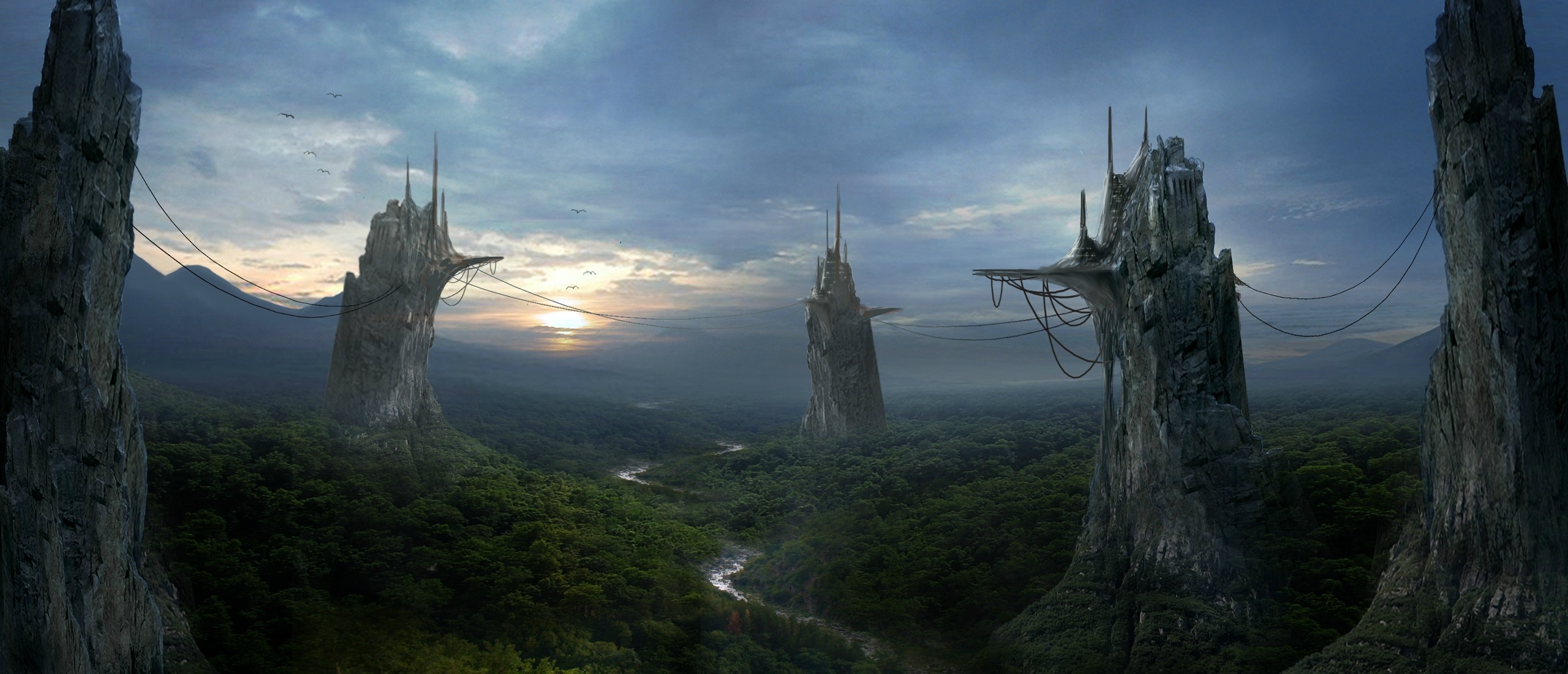 Fantasy castle wallpaper, High-definition images, 2560x1100 Dual Screen Desktop