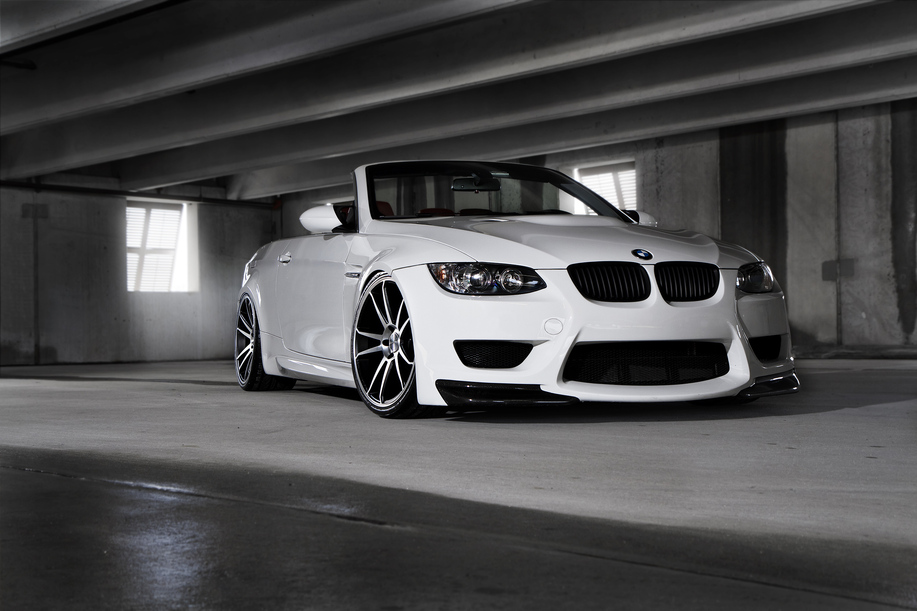 BMW M3 E93 Convertible, aftermarket concave wheels, concrete parking garage, HD Desktop wallpaper