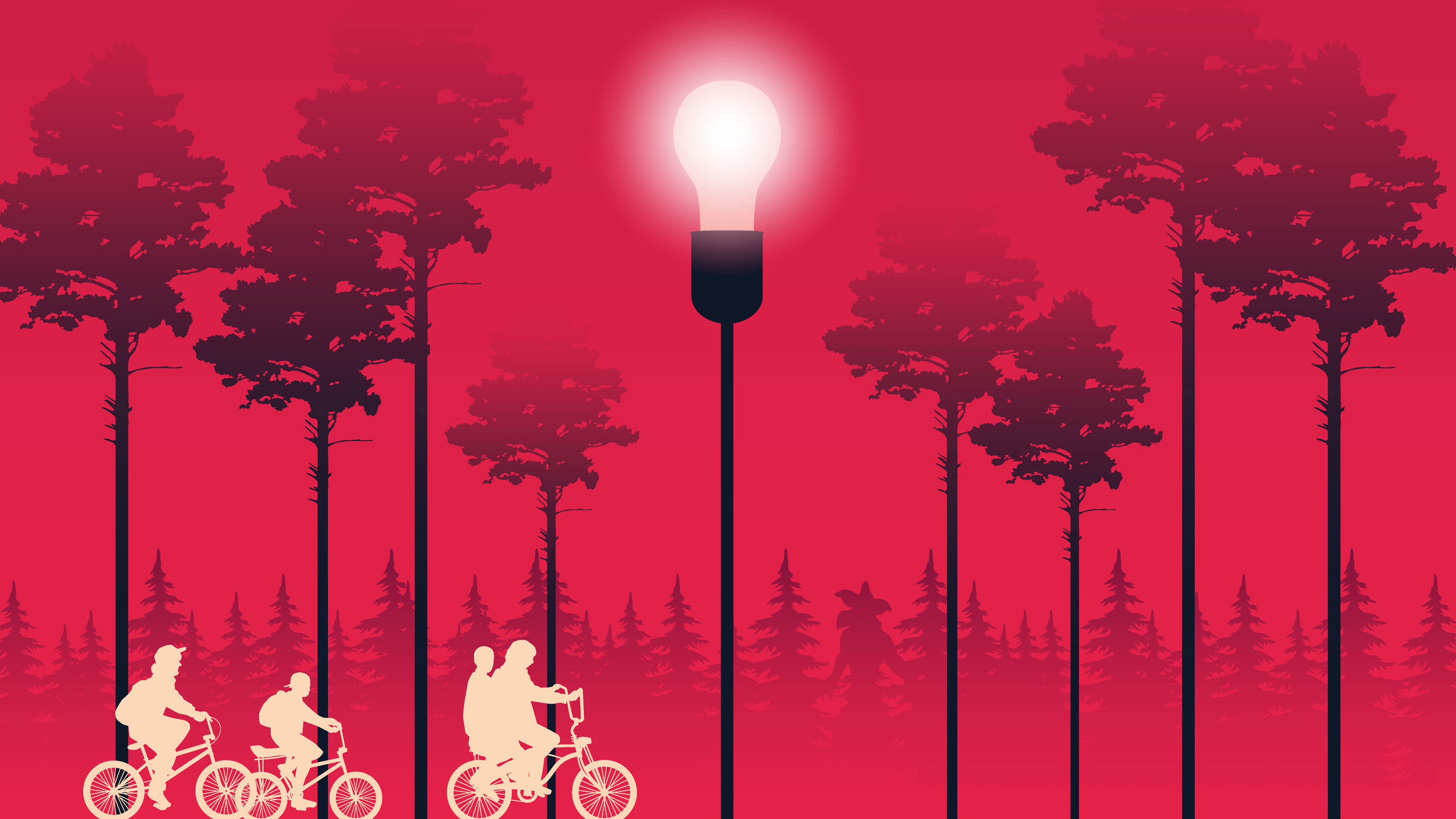 Stranger Things, Minimalist art, Bold colors, Simplistic style, 3840x2160 4K Desktop