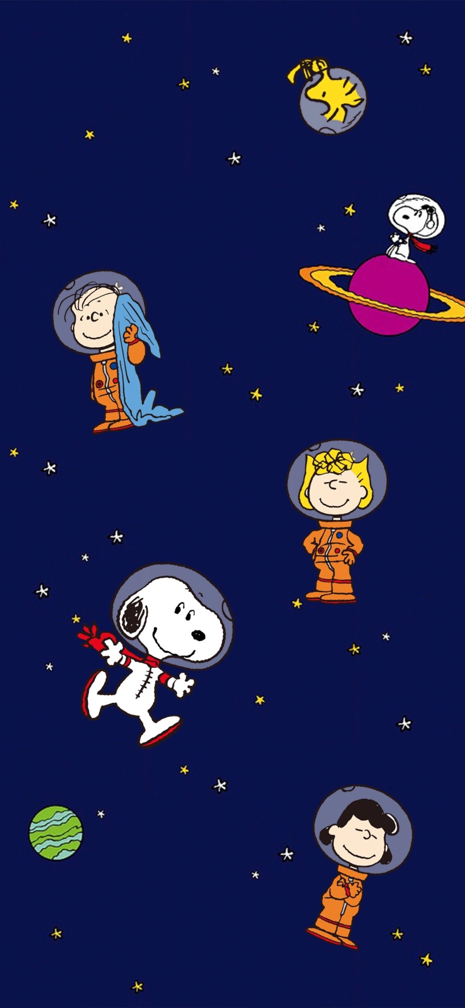 Astronaut Snoopy, Linus van Pelt, Sally Brown, Lucy van Pelt, Woodstock on moon, HD Phone wallpaper