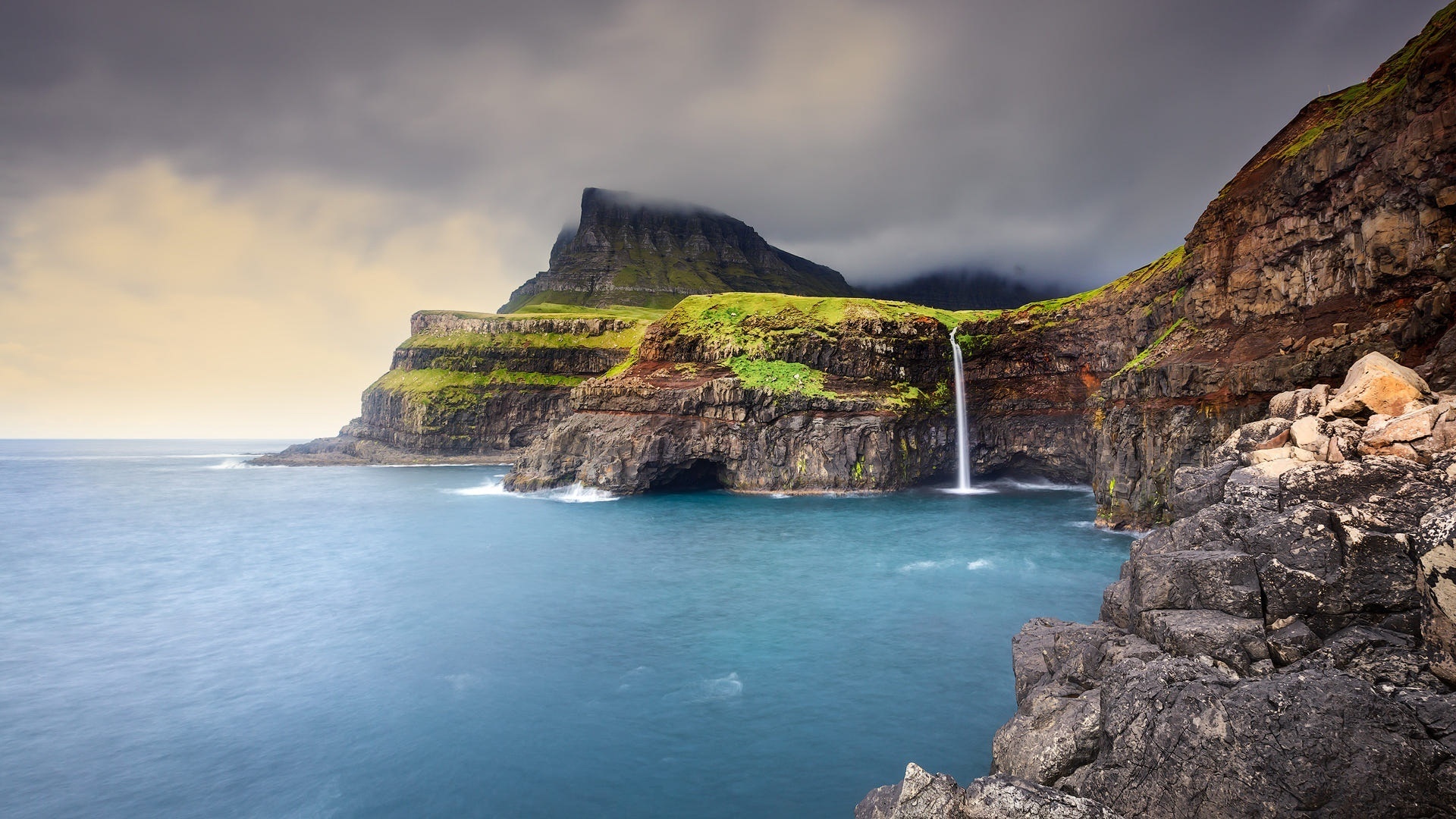 Magical waterfalls, Nature's masterpiece, Misty landscapes, Majestic charm, 1920x1080 Full HD Desktop