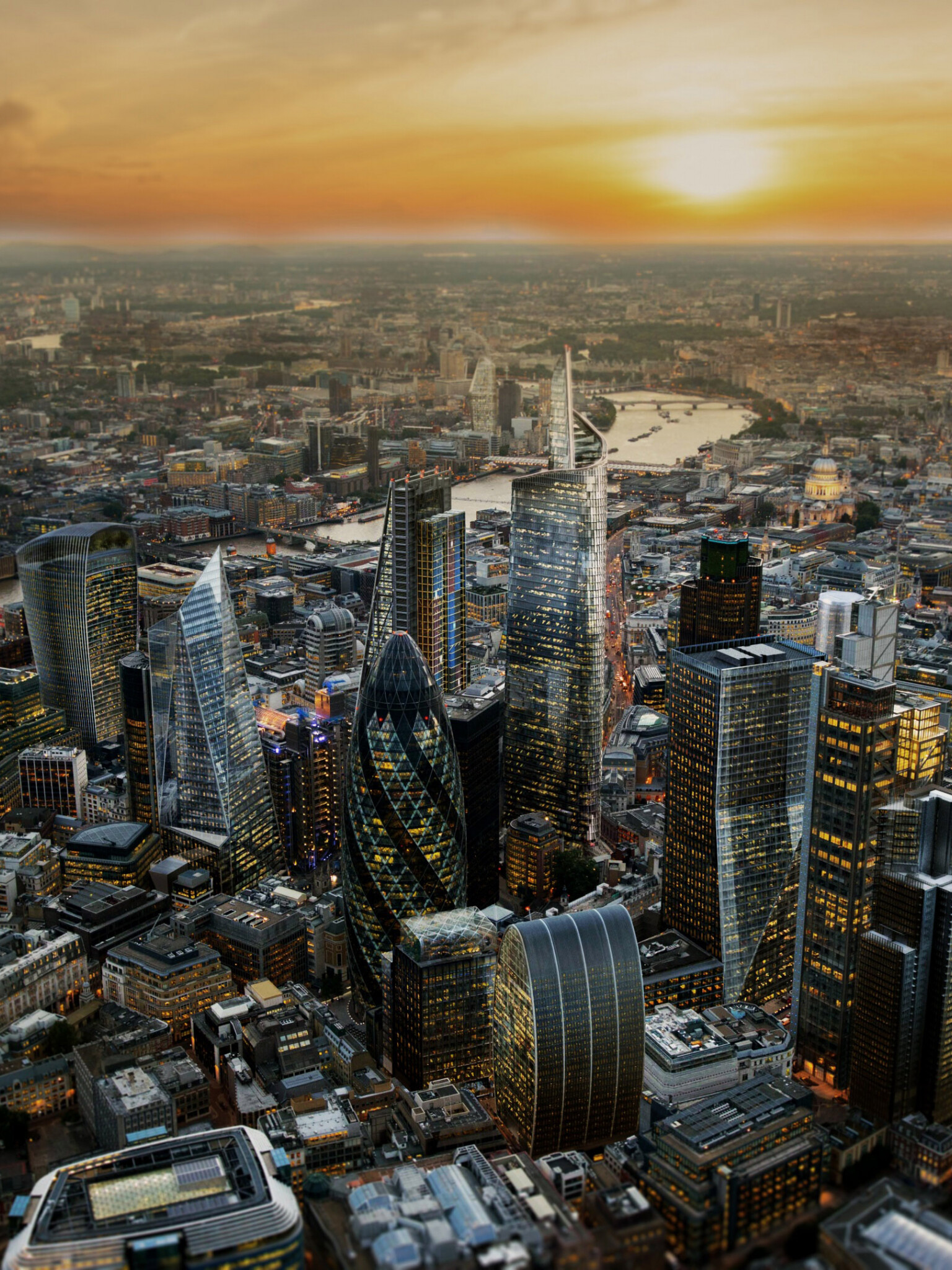 London skyline, Sunset views, England wallpaper, HD desktop, 1540x2050 HD Phone
