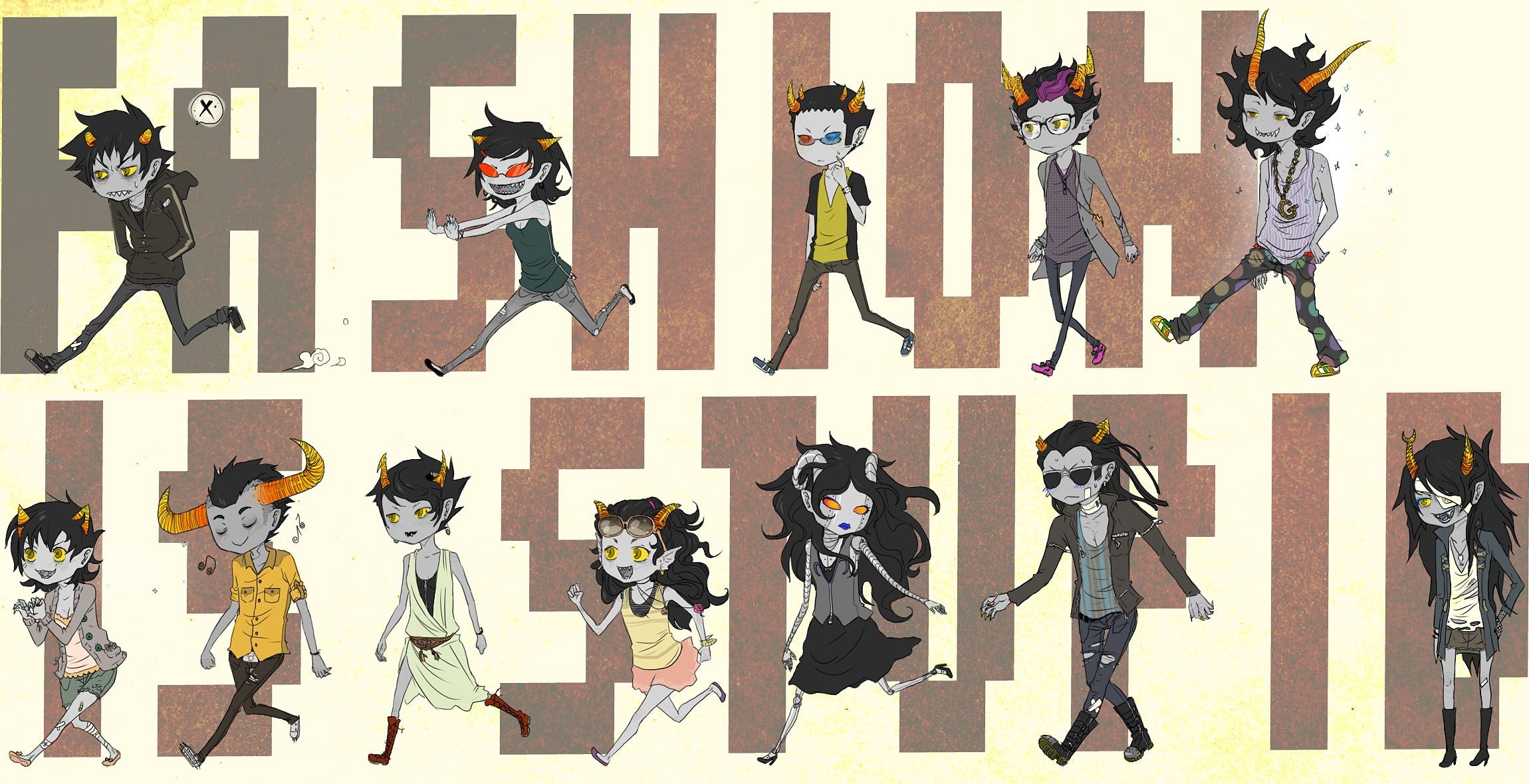 Homestuck trolls, Quirky and fun, Digital comic adventure, A world of trolls, 2300x1180 HD Desktop
