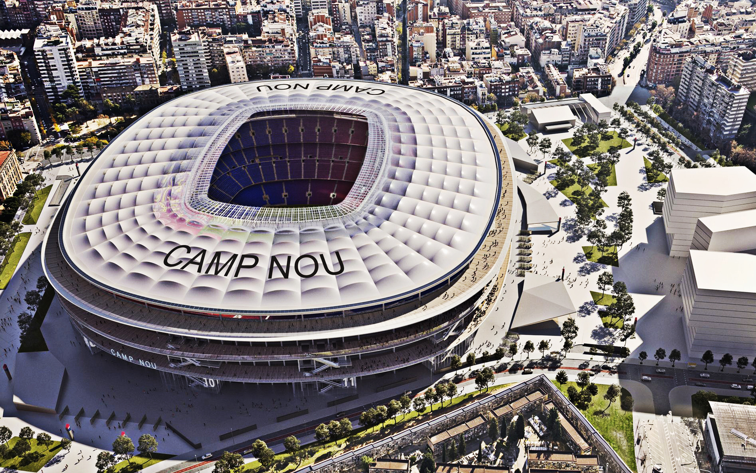 Aerial view, Camp Nou Stadium Wallpaper, 2560x1600 HD Desktop