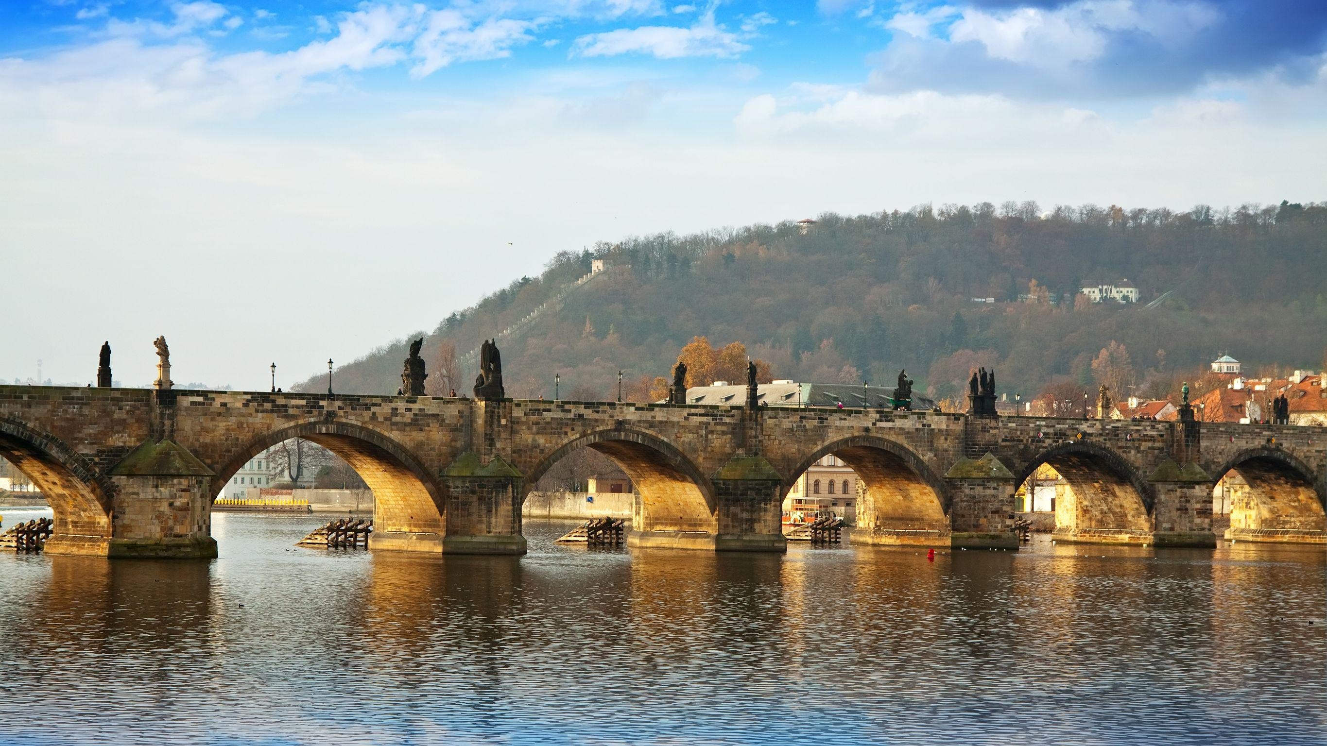 Czechia (Czech Republic), Charles Bridge marvel, Czech landscape beauties, Towering views, 2740x1540 HD Desktop