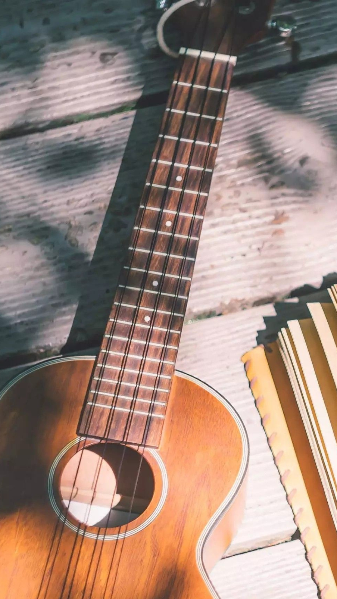 Aesthetic ukulele bliss, Bookish inspiration, Desktop serenade, Creative wallpaper, 1080x1920 Full HD Phone