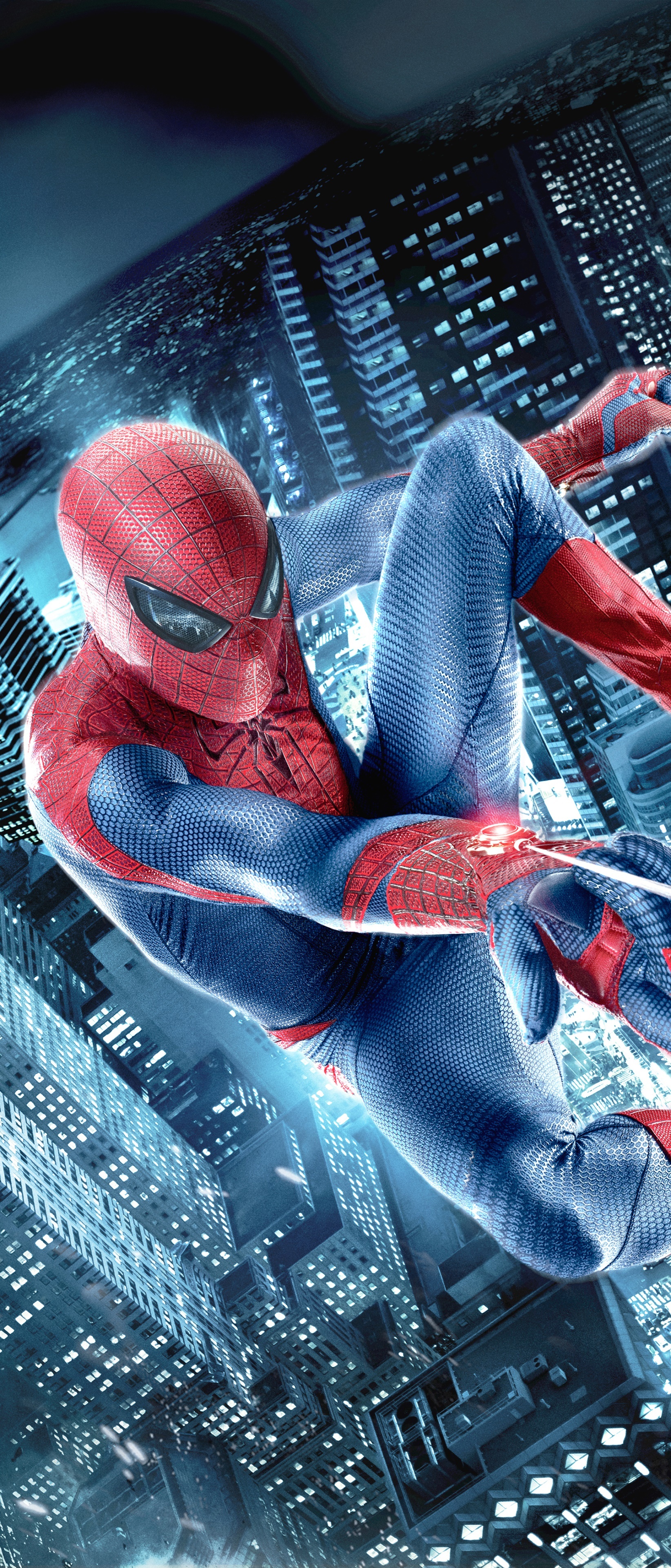The Amazing Spider-Man, mechanical web shooter, nighttime New York City, HD Phone wallpaper