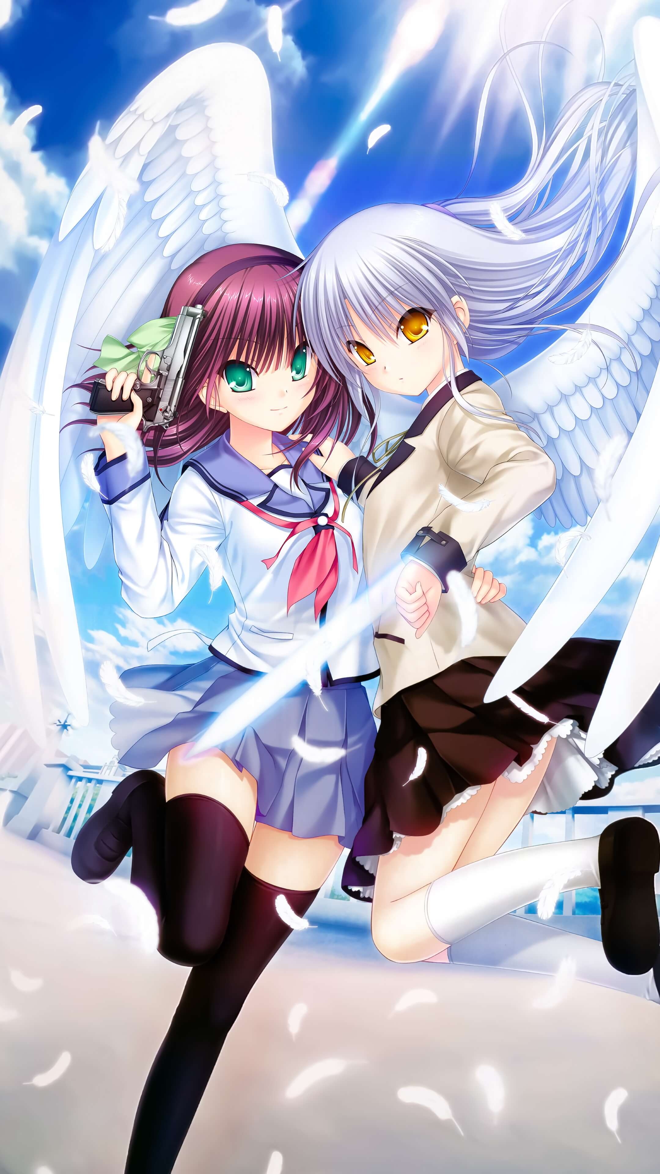 Angel Beats!, Yuri Nakamura, Kanade Tachibana, Kawaii Mobile, 2160x3840 4K Phone