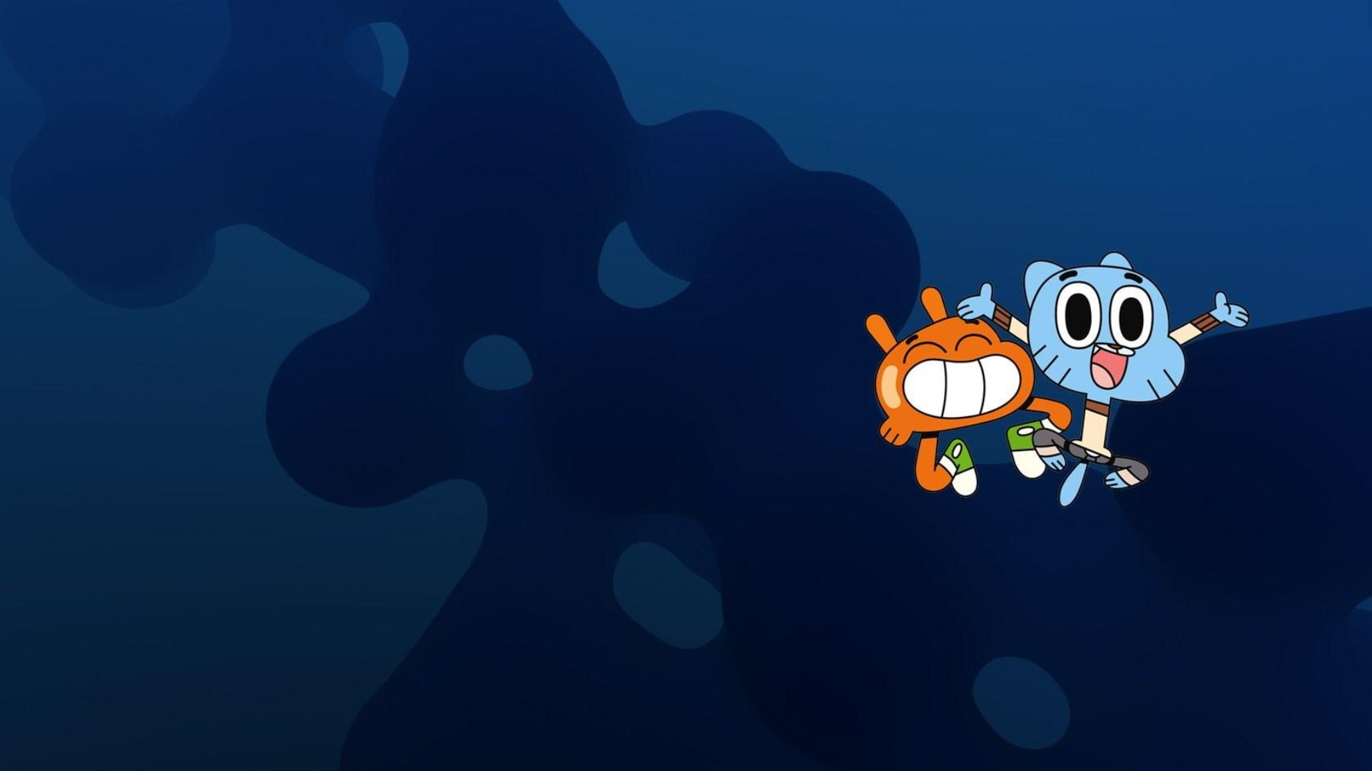 Gumball Watterson, Darwin Watterson, blue camouflage pattern, Full HD Desktop wallpaper