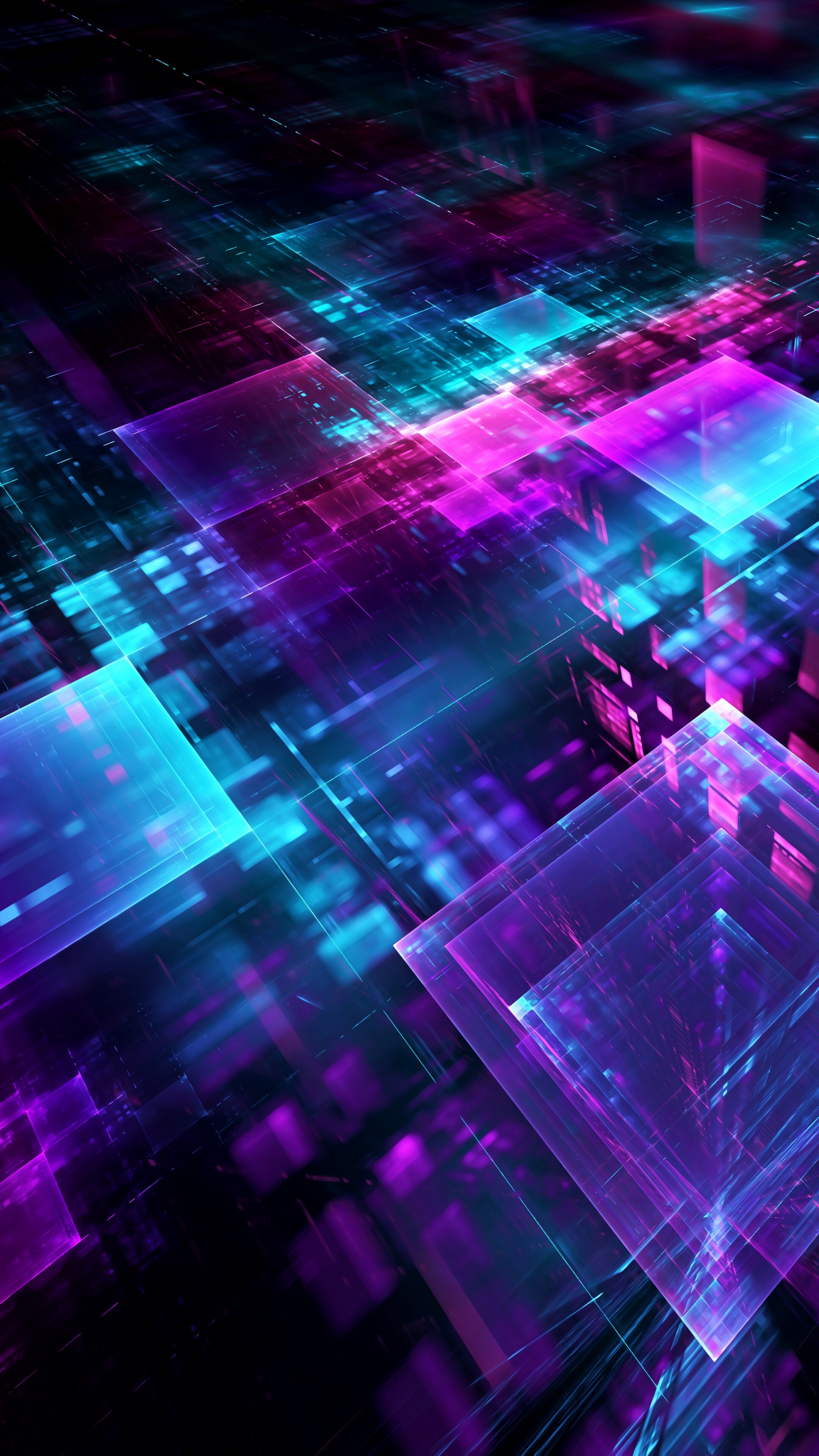 Digital Geometric Cube, Abstract 3D, 5K Wallpapers, Rainbow Colors, 2160x3840 4K Phone