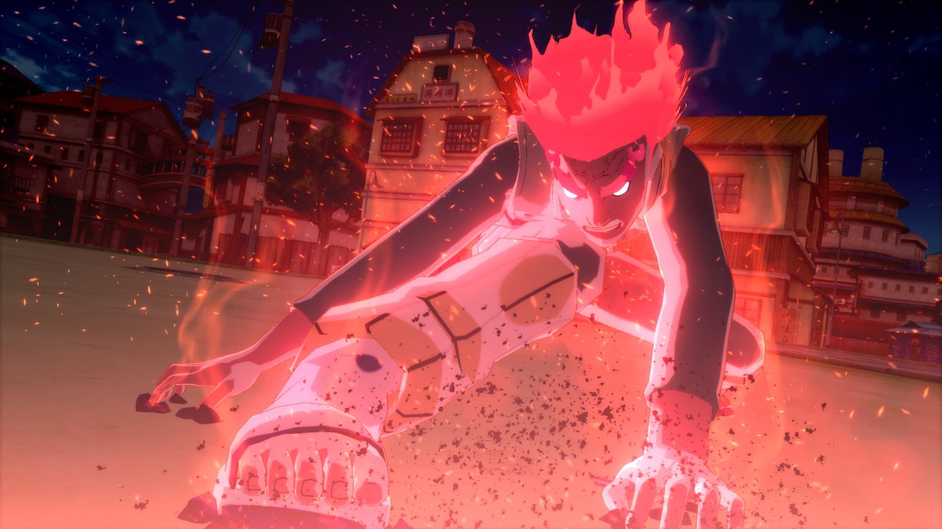 Eight Gates Might Guy, Konohagakure village, Red steam chakra aura, Full HD Desktop wallpaper