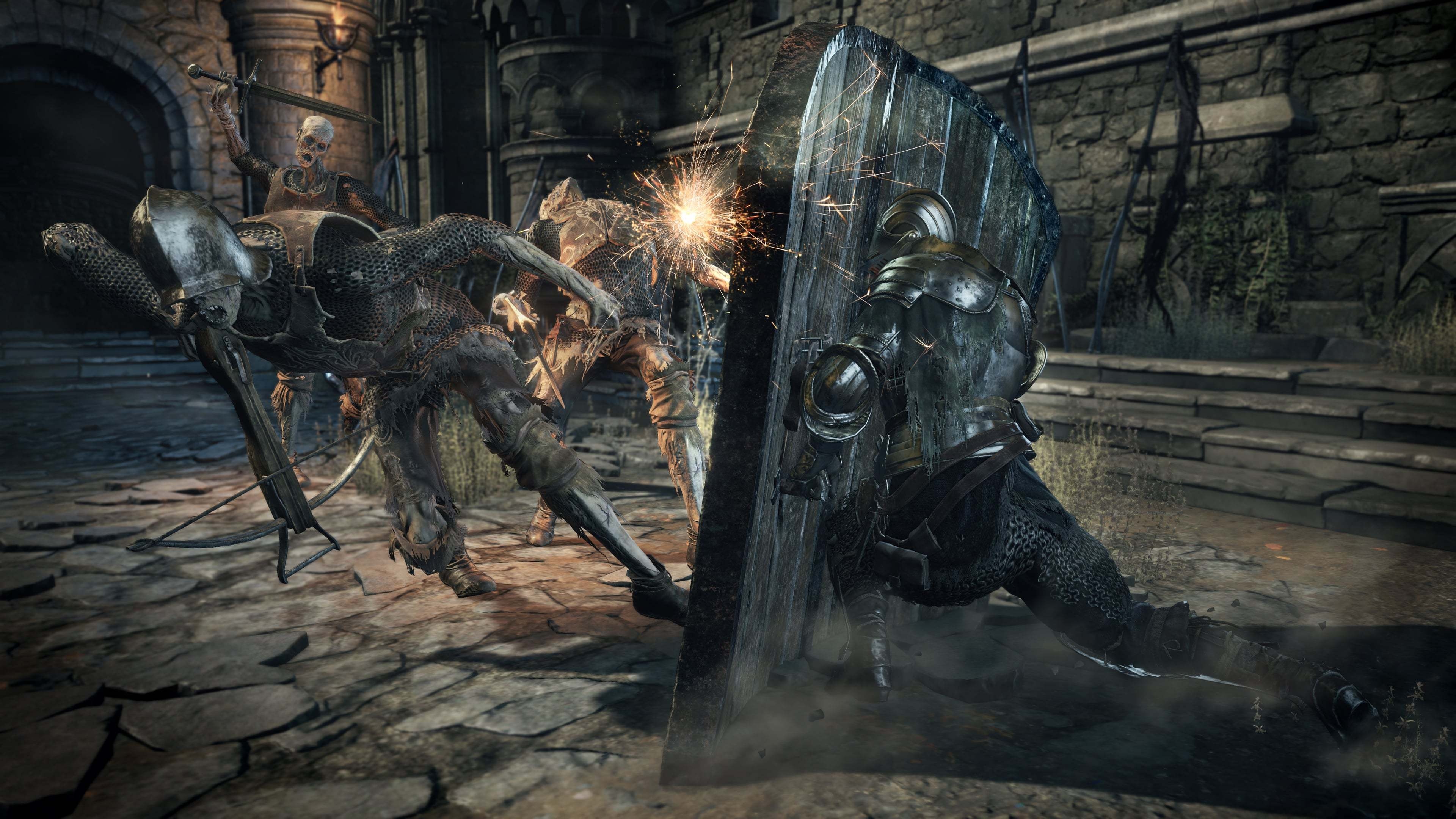 Knight with greatshield, Undead Lothric soldiers, High Wall of Lothric, 4K Desktop wallpaper