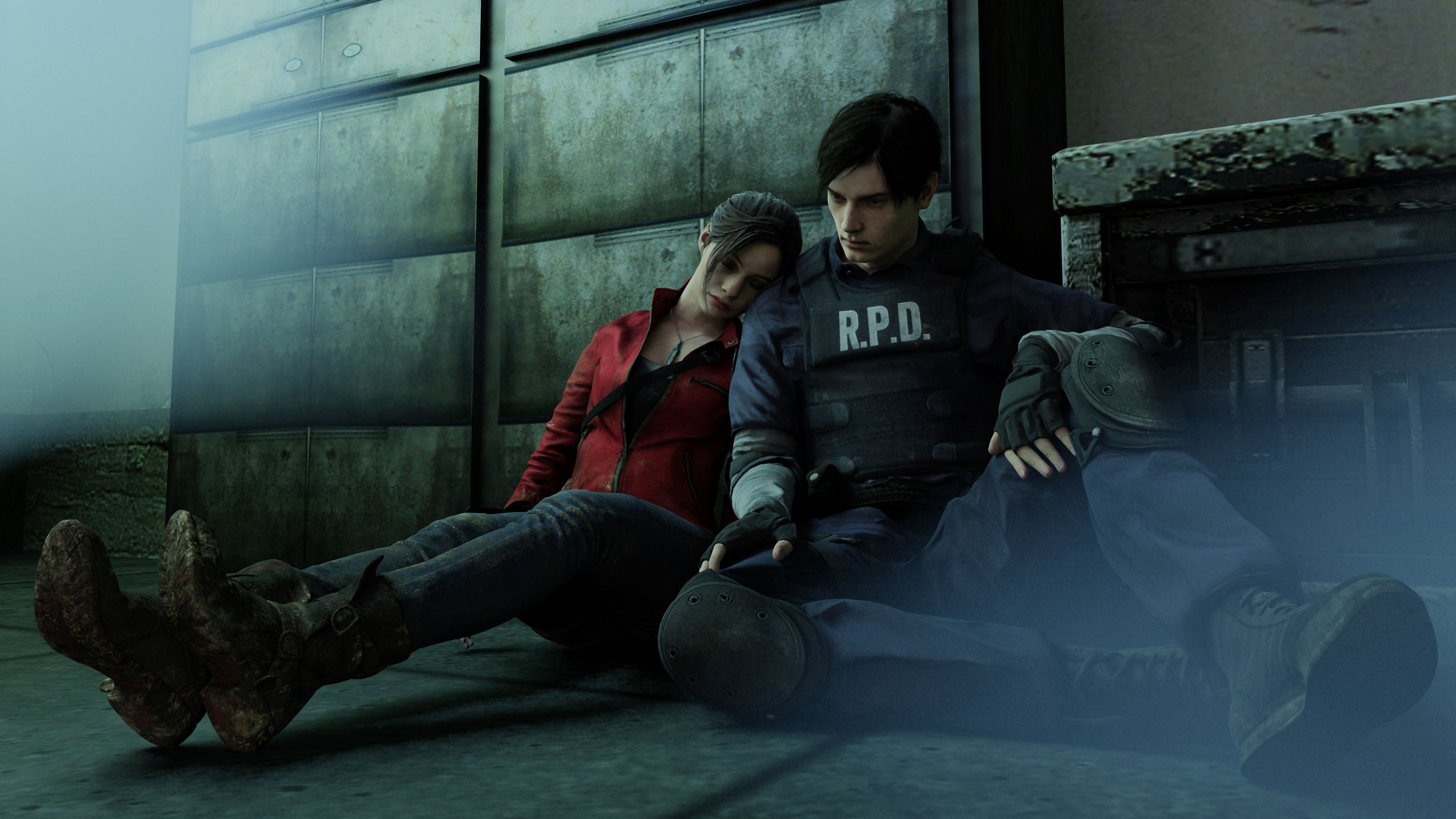 Leon S. Kennedy, Claire Redfield, R.P.D., 4K Desktop wallpaper