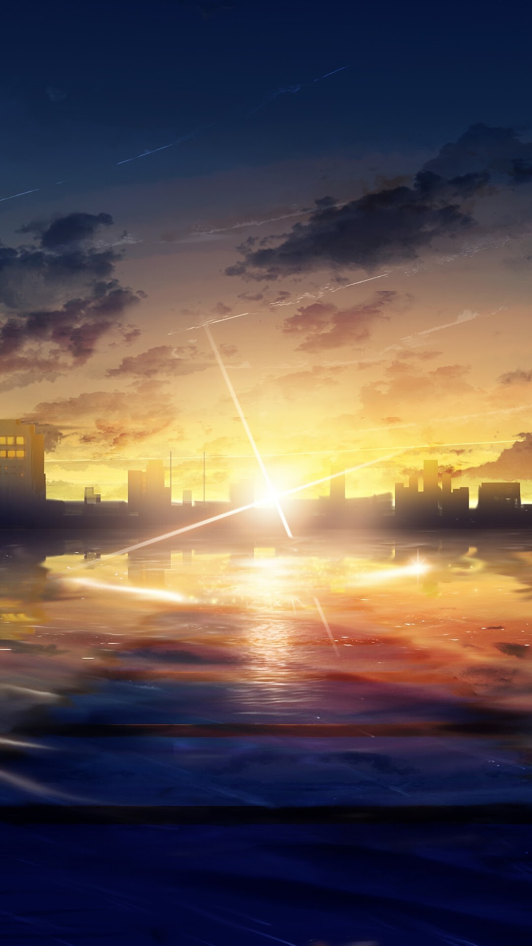 Nature, Sunrise, Anime, City, 1080x1920 Full HD Phone