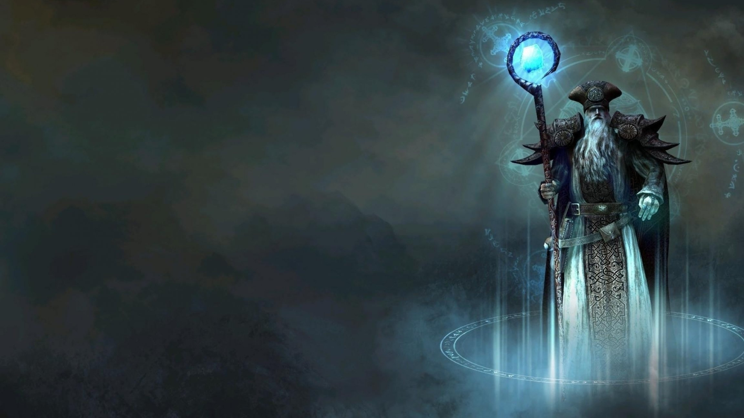 Fantasy mage, Wizard sorcerer, Magic magician, Artwork, 2560x1440 HD Desktop