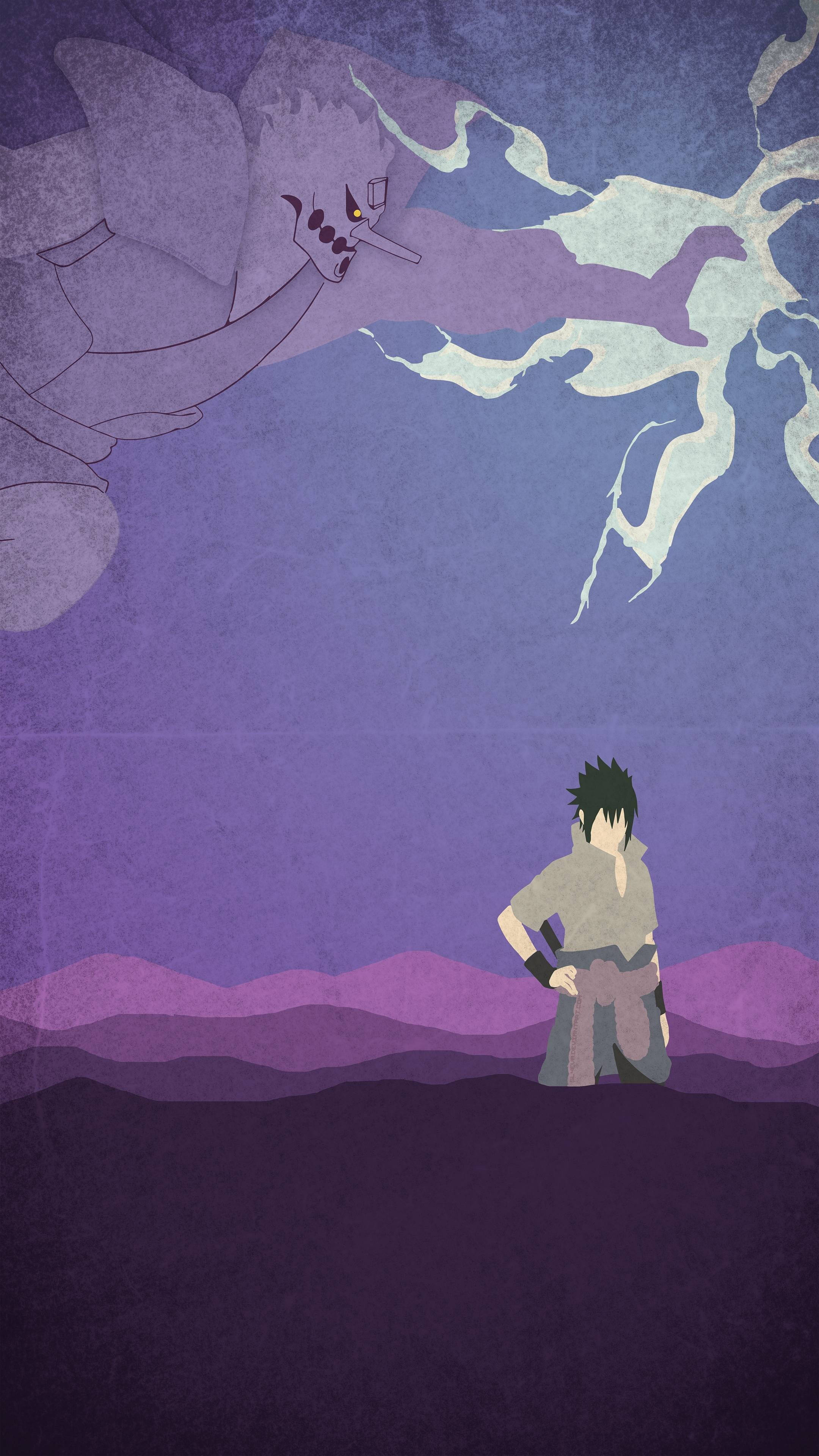 Sasuke Uchiha, Sasuke's Susanoo, Chidori lightning, 4K Phone wallpaper
