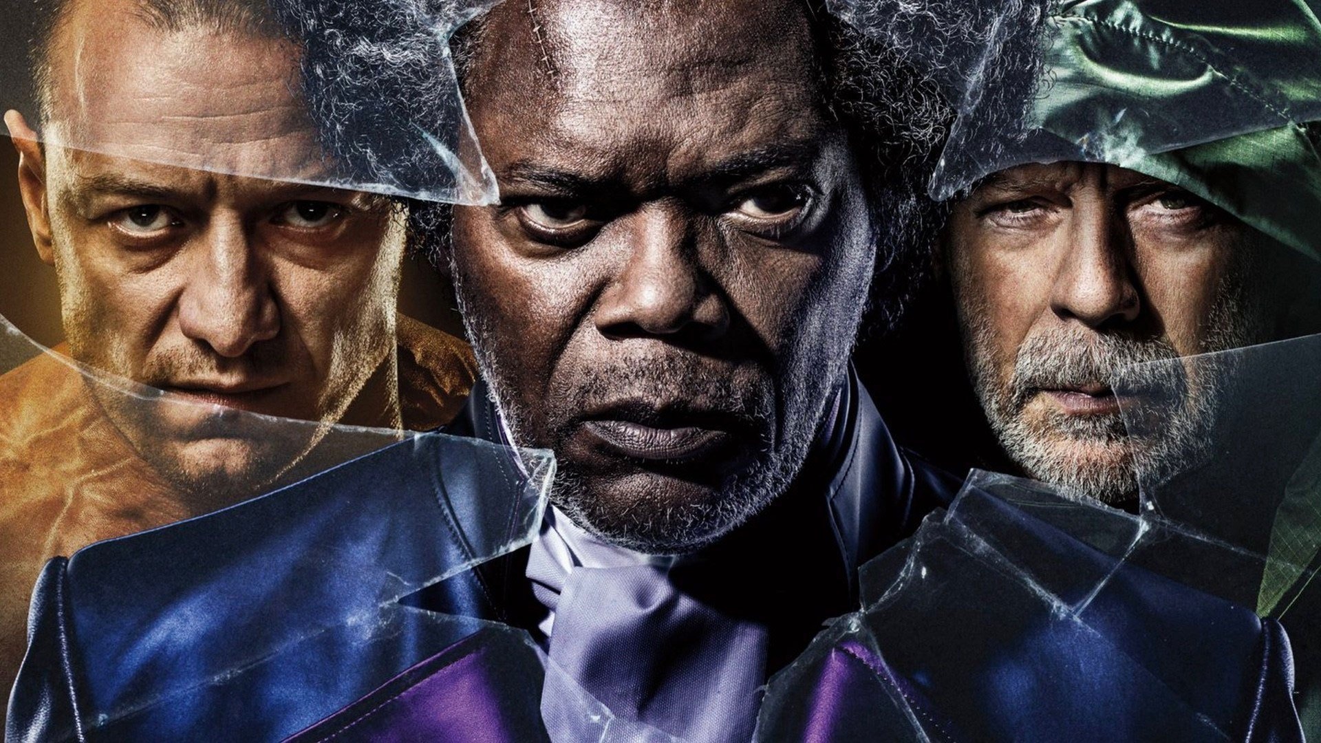 Glass movie, James McAvoy, Bruce Willis, Samuel L. Jackson, 1920x1080 Full HD Desktop