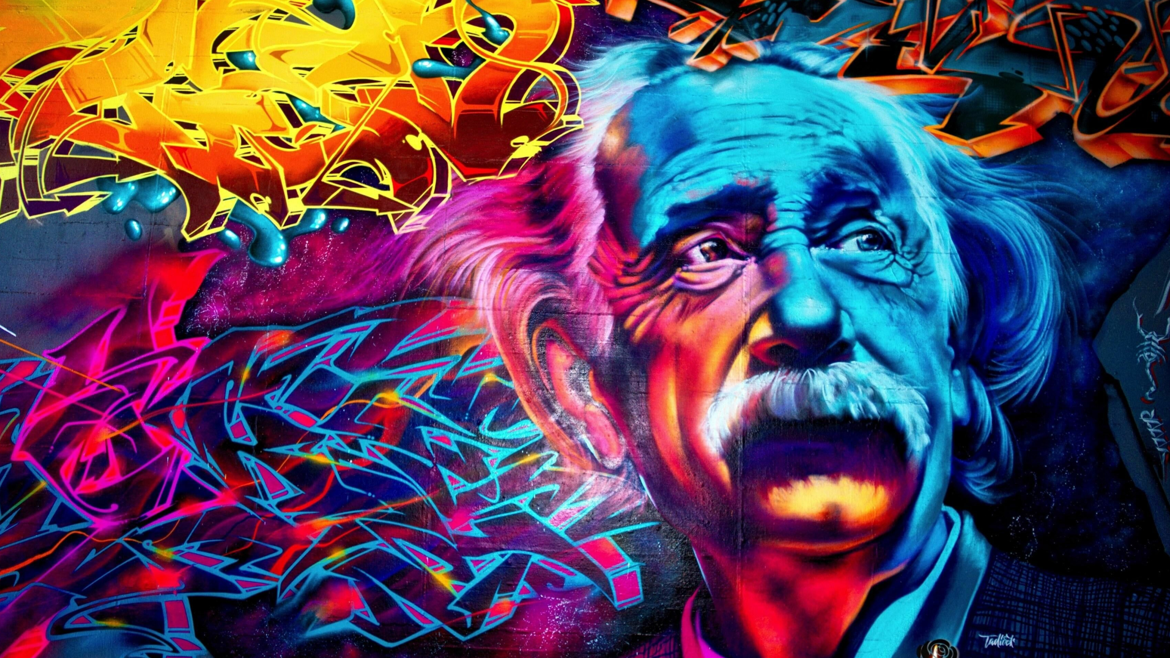 Einstein, Pop Art Wallpaper, 3800x2140 HD Desktop
