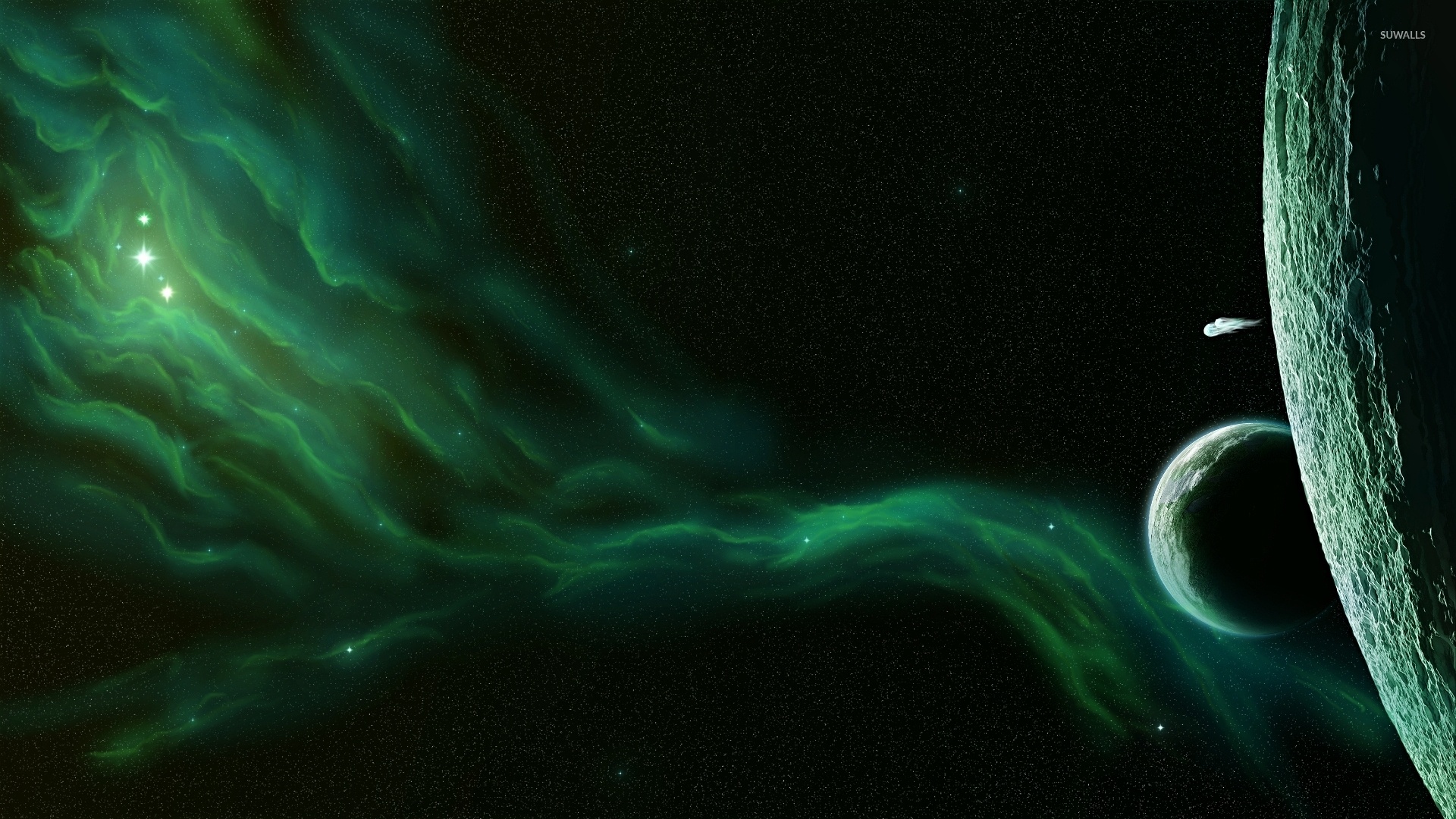 Green Nebula, Cosmic beauty, Enchanting hues, Celestial wonder, 1920x1080 Full HD Desktop