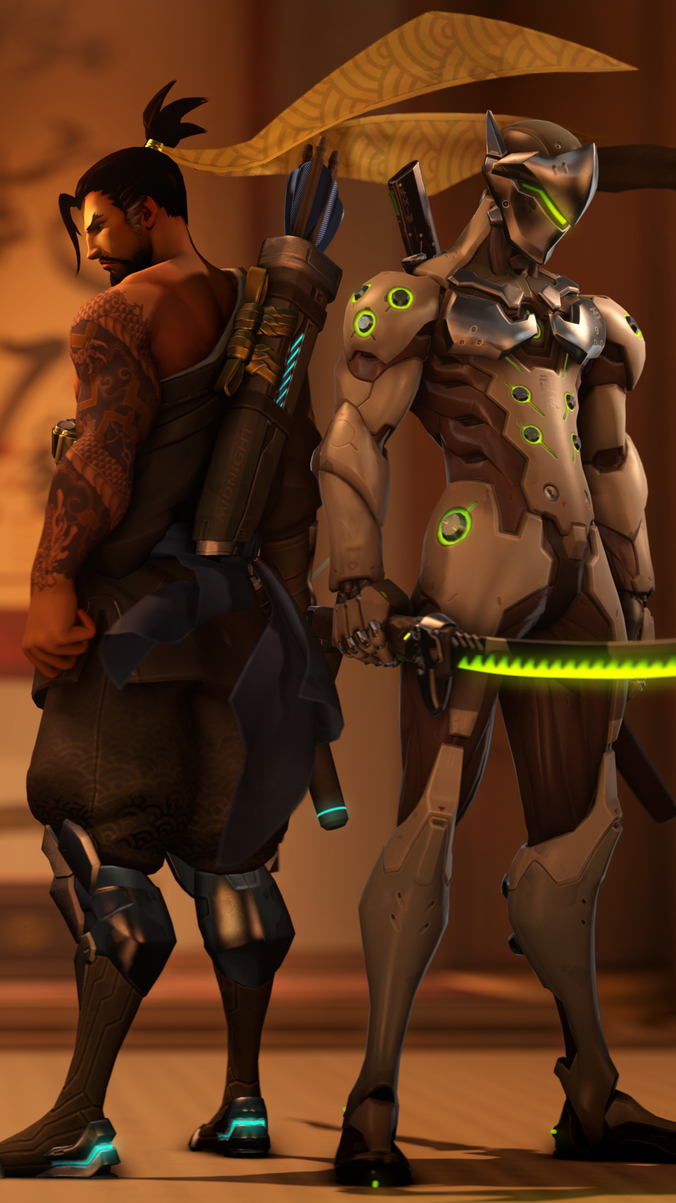 Genji and Hanzo, Sony Xperia wallpapers, 2160x3840 4K Phone