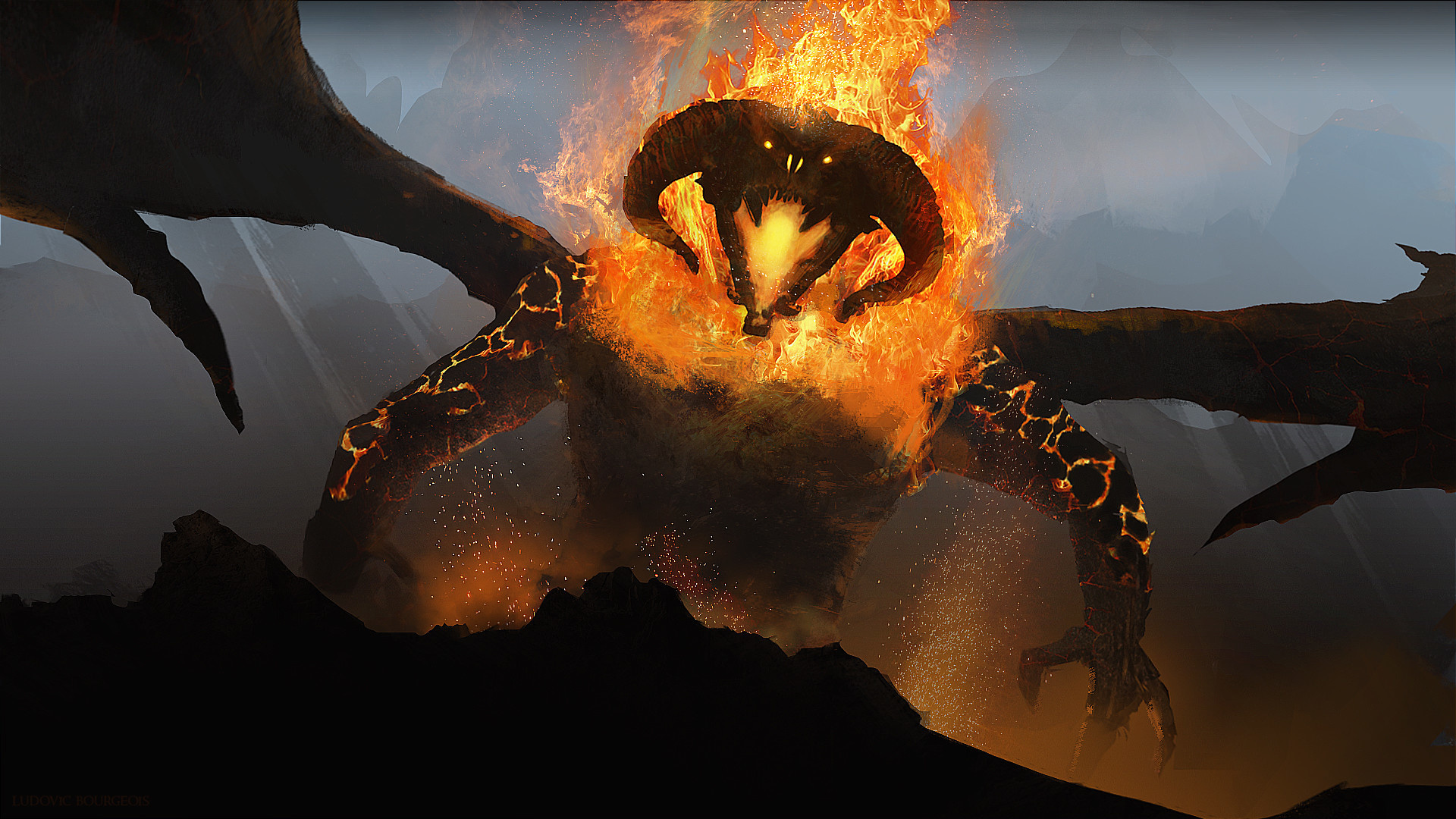 Balrog, Lord of the Rings, Fantasy battles, HD backgrounds, 1920x1080 Full HD Desktop