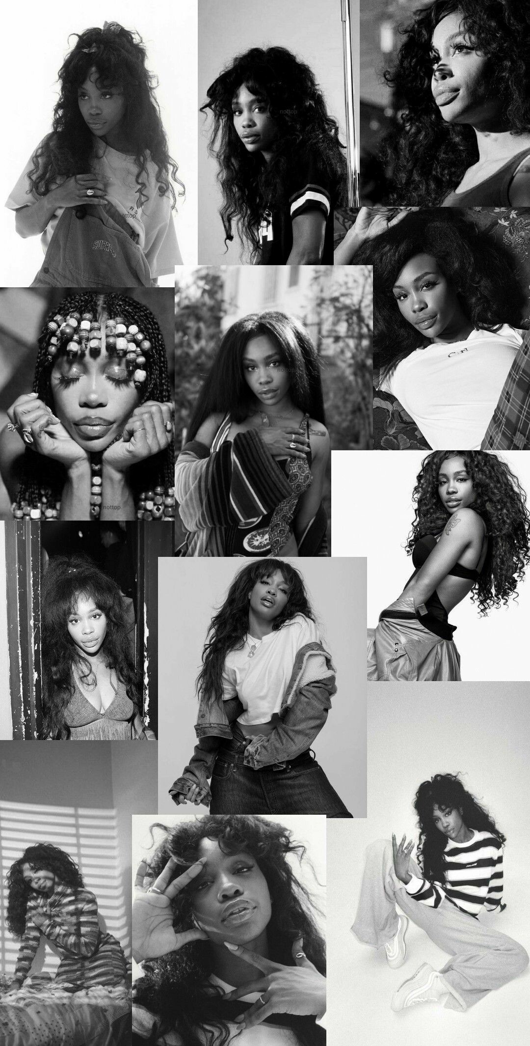 SZA, Black and white wallpaper, Aesthetic beauty, Mesmerizing charm, 1080x2130 HD Phone