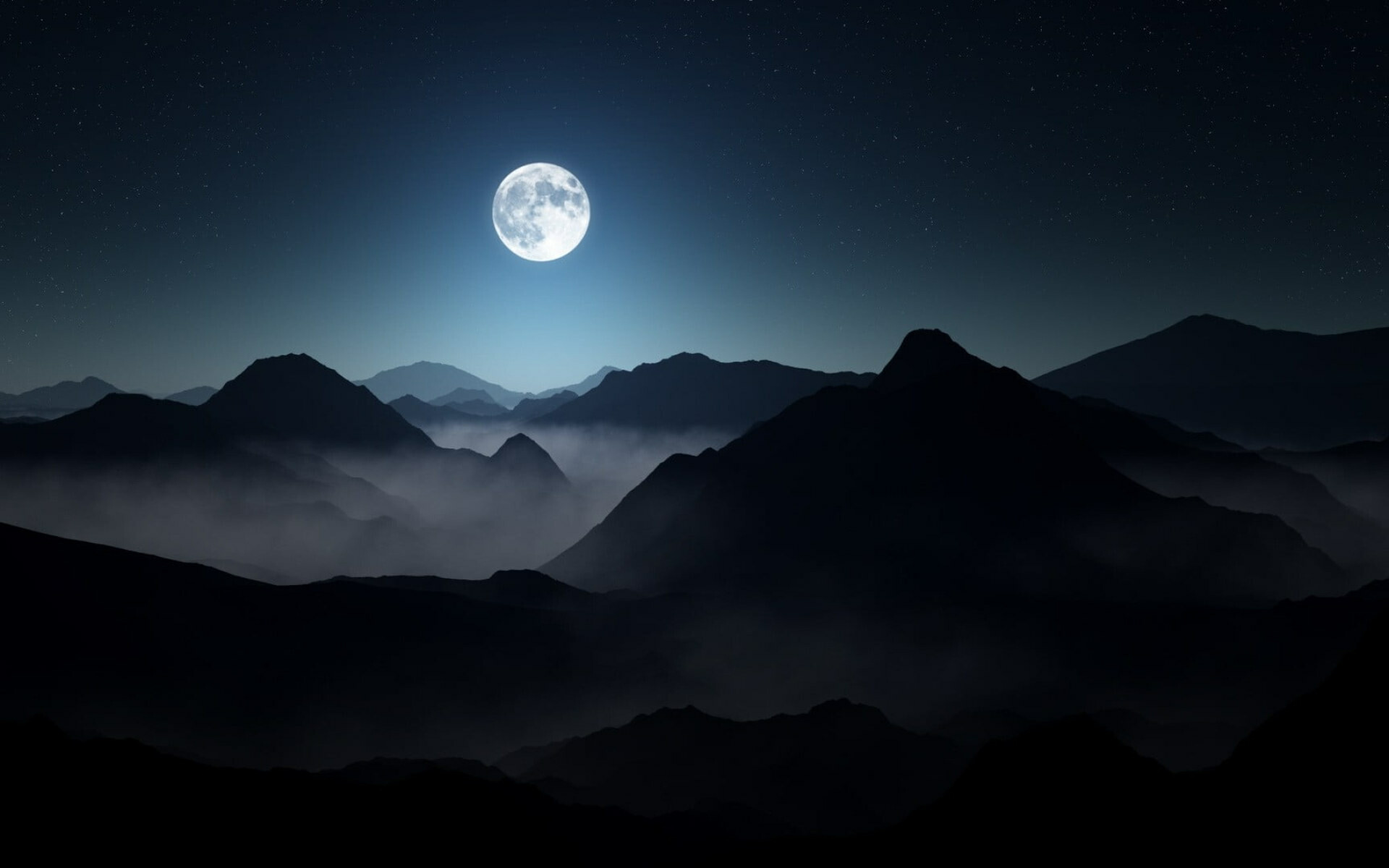 Mountain moonlight, Nature's grandeur, Star-studded sky, Tranquil moonlit landscape, 1920x1200 HD Desktop