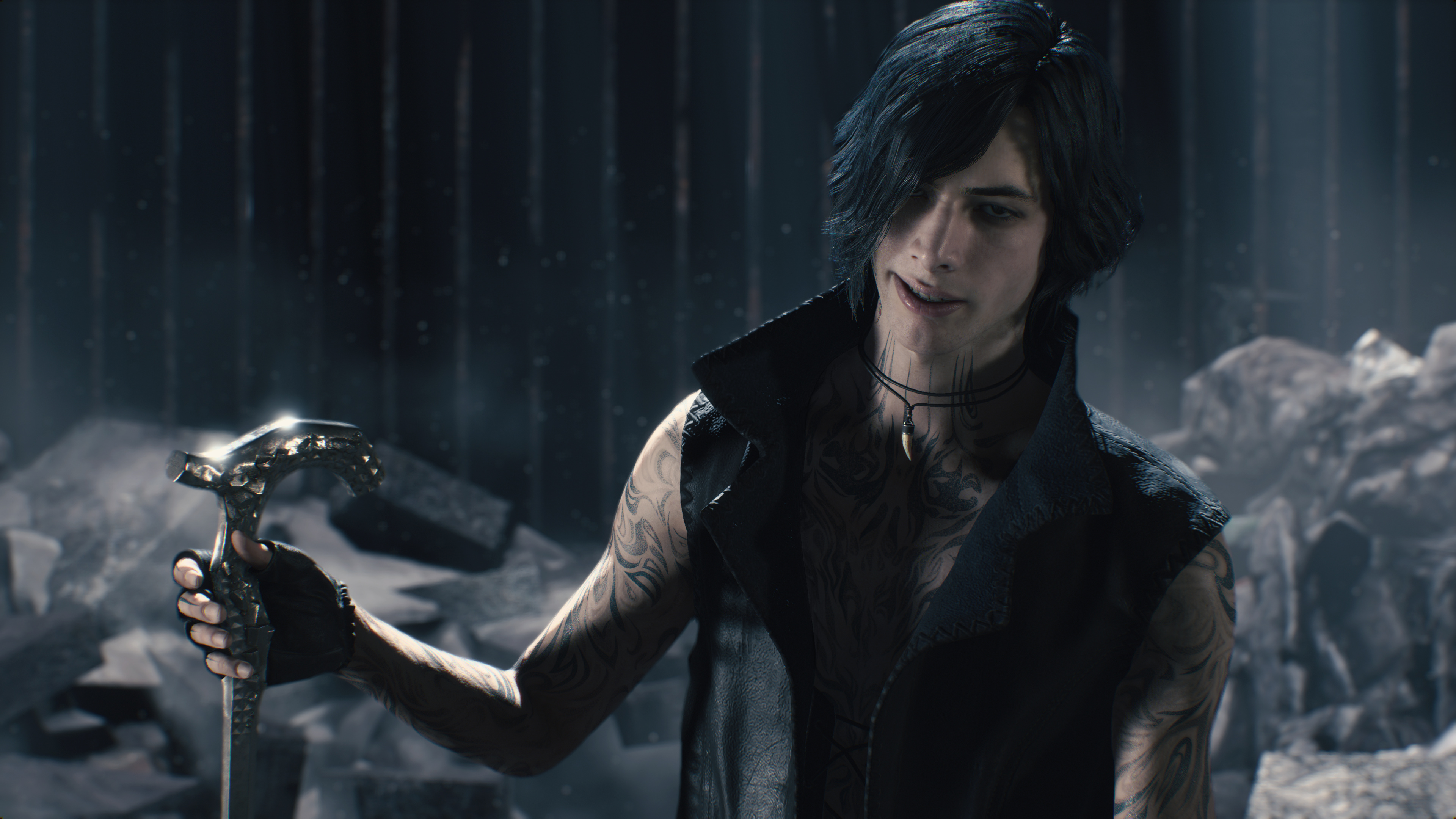 V (Devil May Cry), Devil May Cry 5, silver cane, 4K Desktop wallpaper