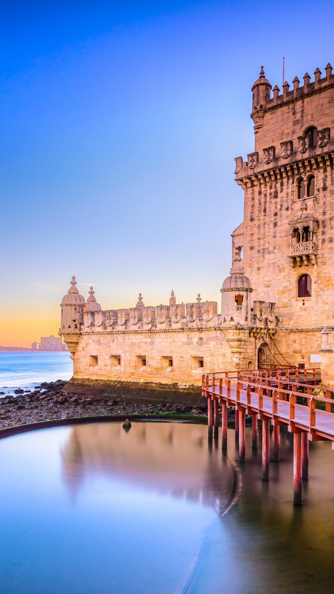 Belem Tower, Lisbon attraction, 4K wallpapers, Desktop mobile, 1080x1920 Full HD Phone