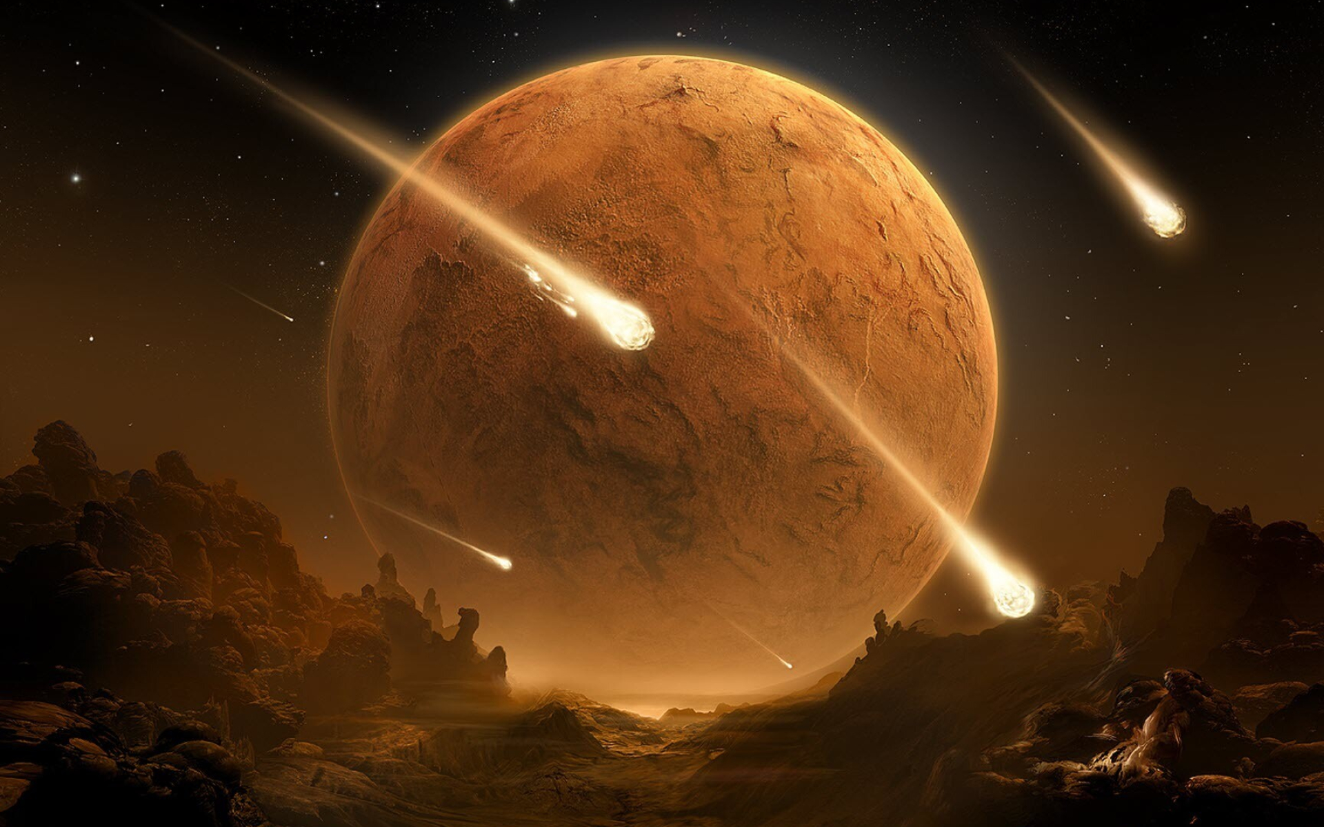 Planet, Meteors Wallpaper, 1920x1200 HD Desktop