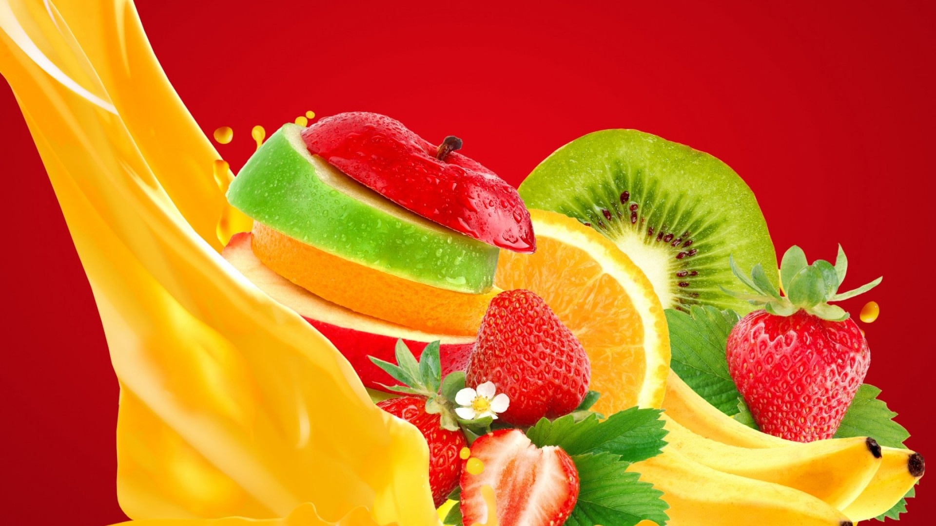 Juice-inspired visuals, Burst of flavors, Refreshing gaze, Thirst-quenching delight, 1920x1080 Full HD Desktop