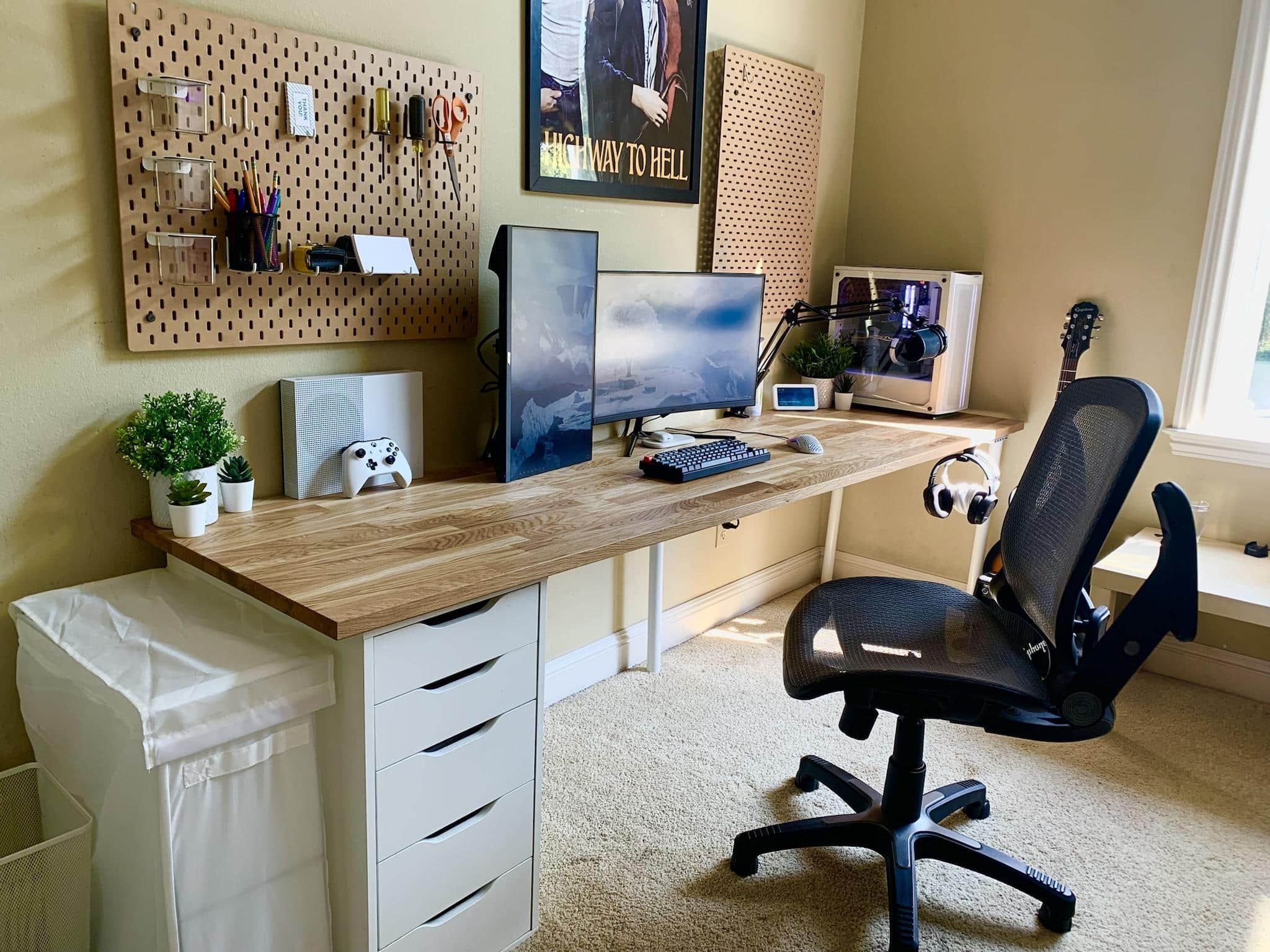 Ikea, Wooden battlestation, Gaming setup, Organization, 2050x1540 HD Desktop