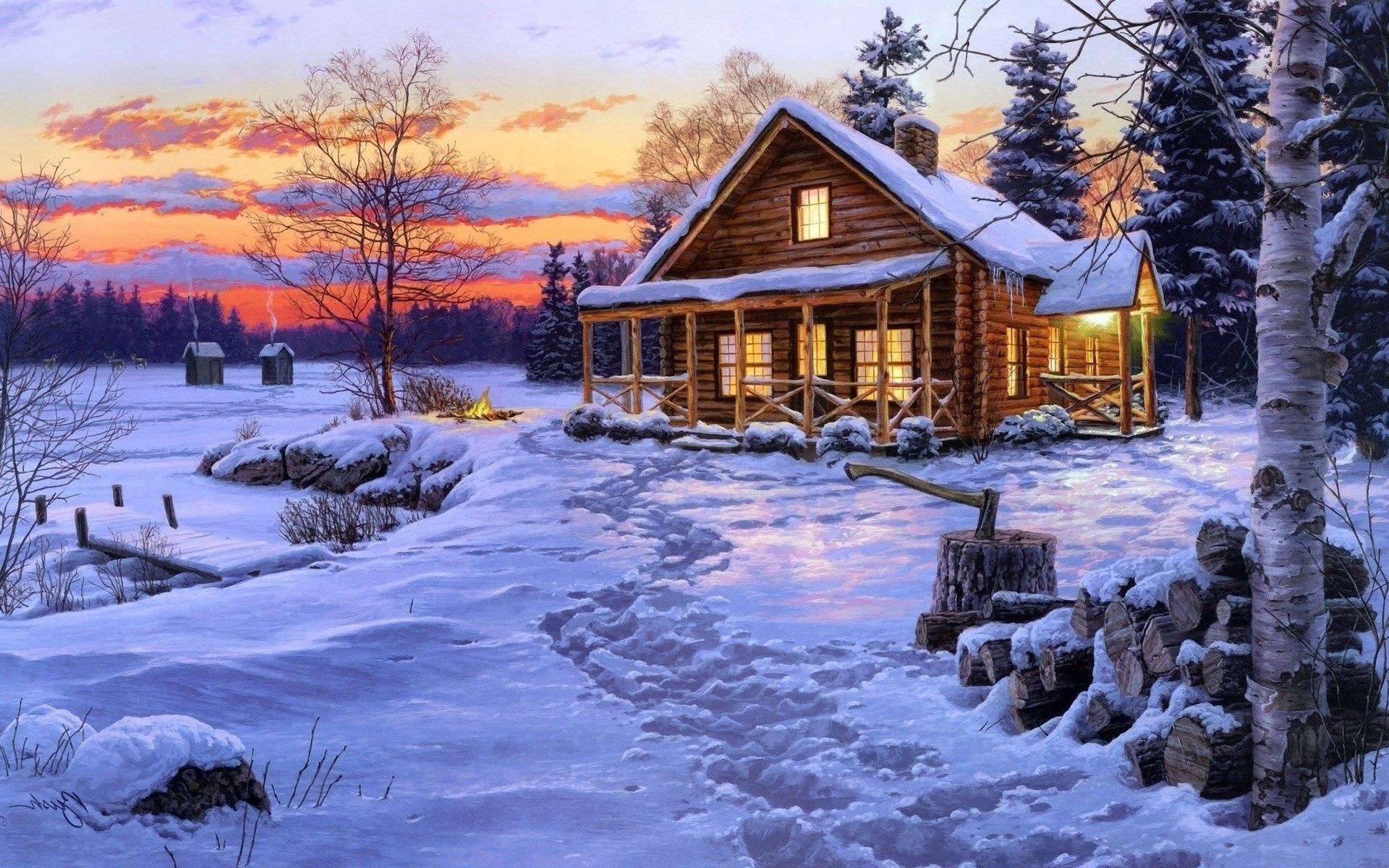 Log Cabin, Mountain escape, Natural beauty, Secluded haven, Relaxed atmosphere, 1920x1200 HD Desktop