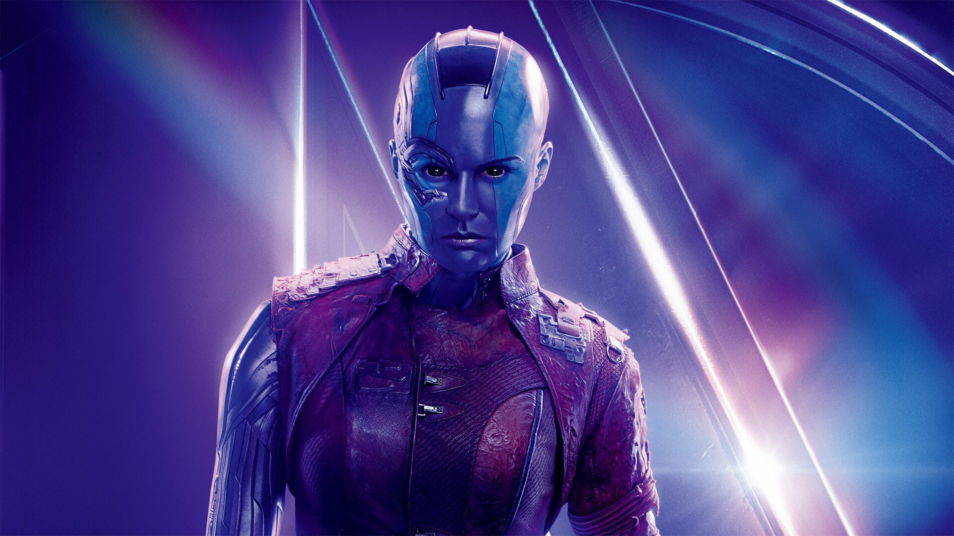 Marvel nebula, Blue-skinned beauty, Intergalactic warrior, Cosmic background, 1920x1080 Full HD Desktop