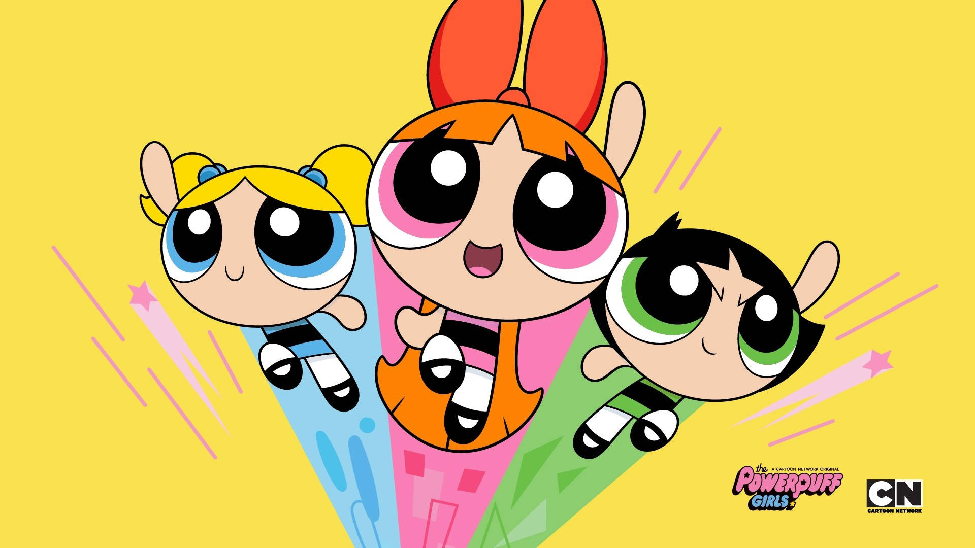 Blossom, Bubbles, Buttercup, The Powerpuff Girls logo, Full HD Desktop wallpaper