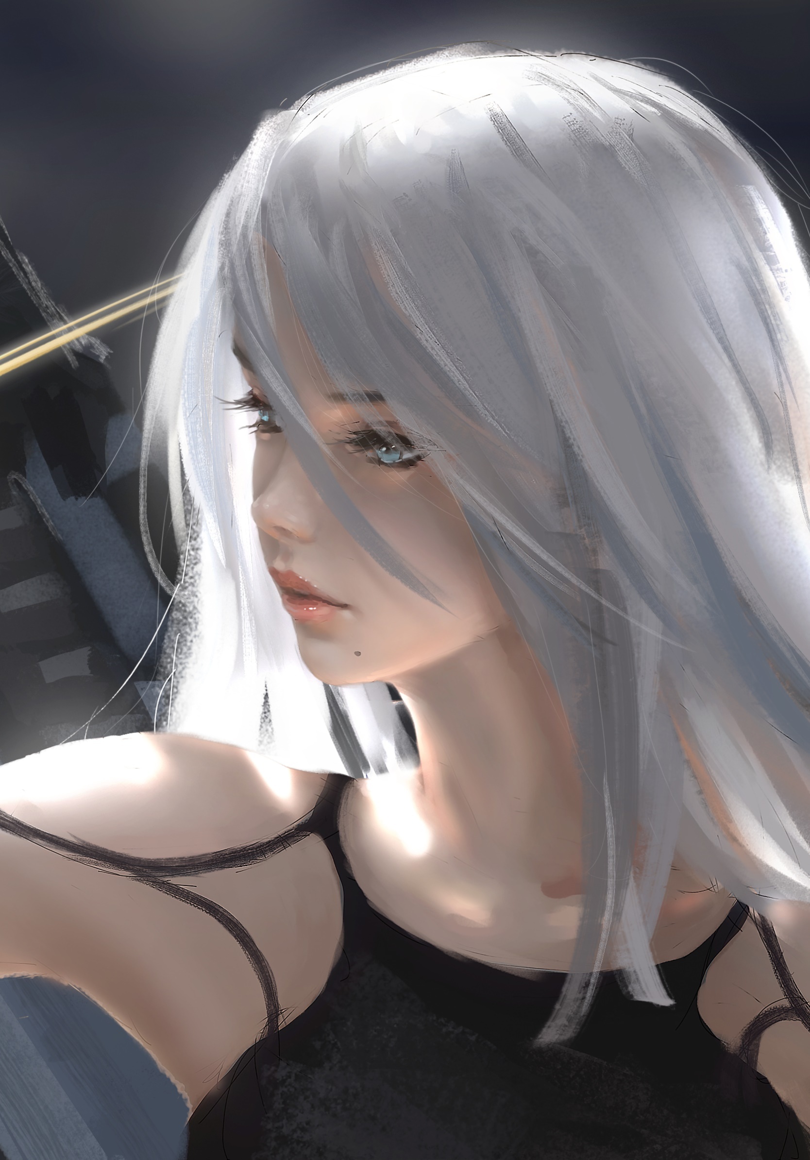 YoRHa Type A No. 2, NieR:Automata, Long white hair portrait, HD Phone wallpaper