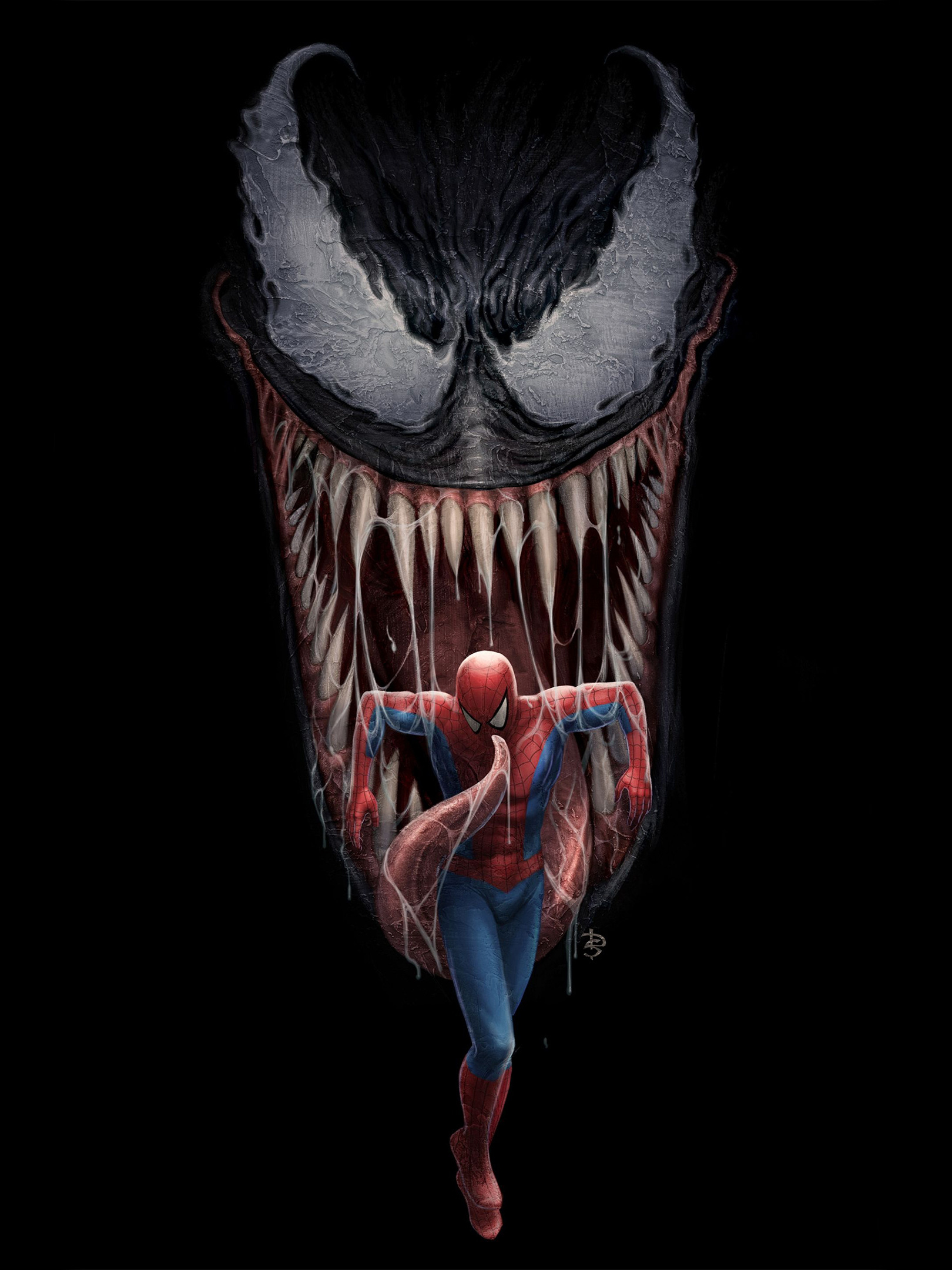 Spider-Man, Venom symbiote jaws, Venom slimy tongue, HD Phone wallpaper