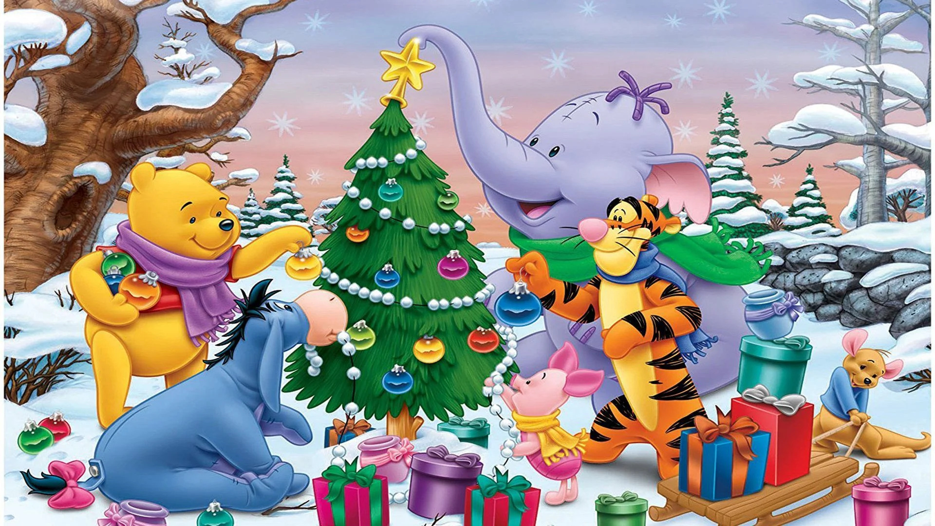 Winnie the Pooh, Christmas wallpapers, 1920x1080 Full HD Desktop