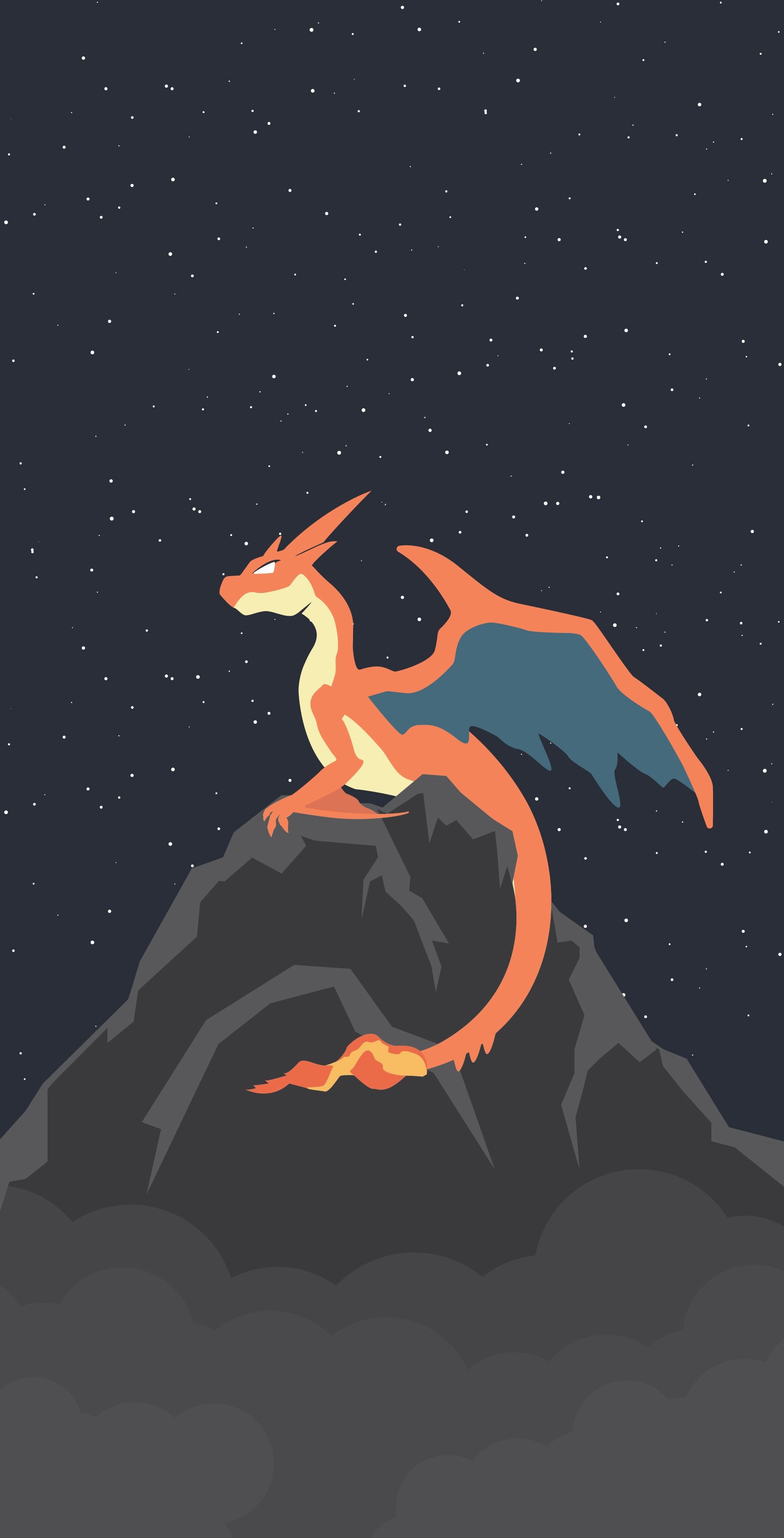 Charizard, Mountain peak, Starry night sky, HD Phone wallpaper