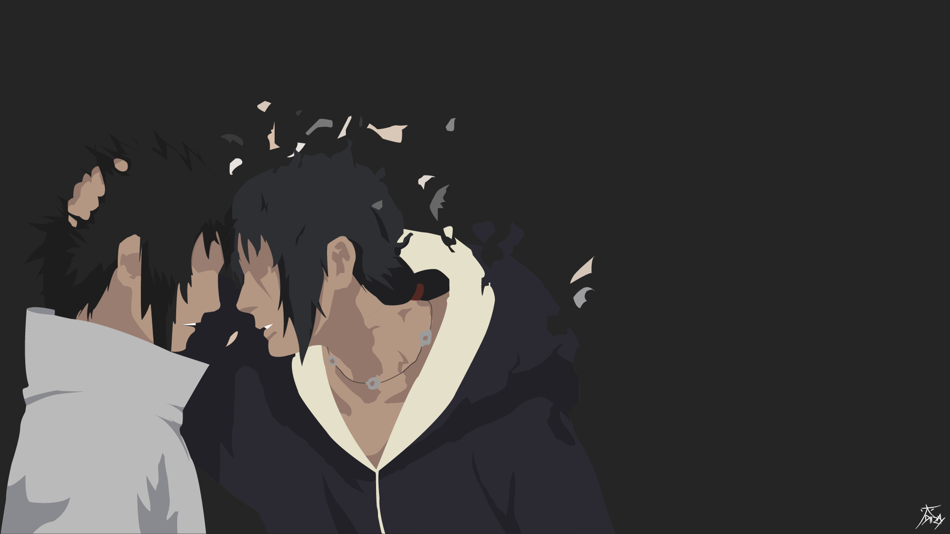Itachi Uchiha, Sasuke Uchiha, minimalist vector illustration, Full HD Desktop wallpaper