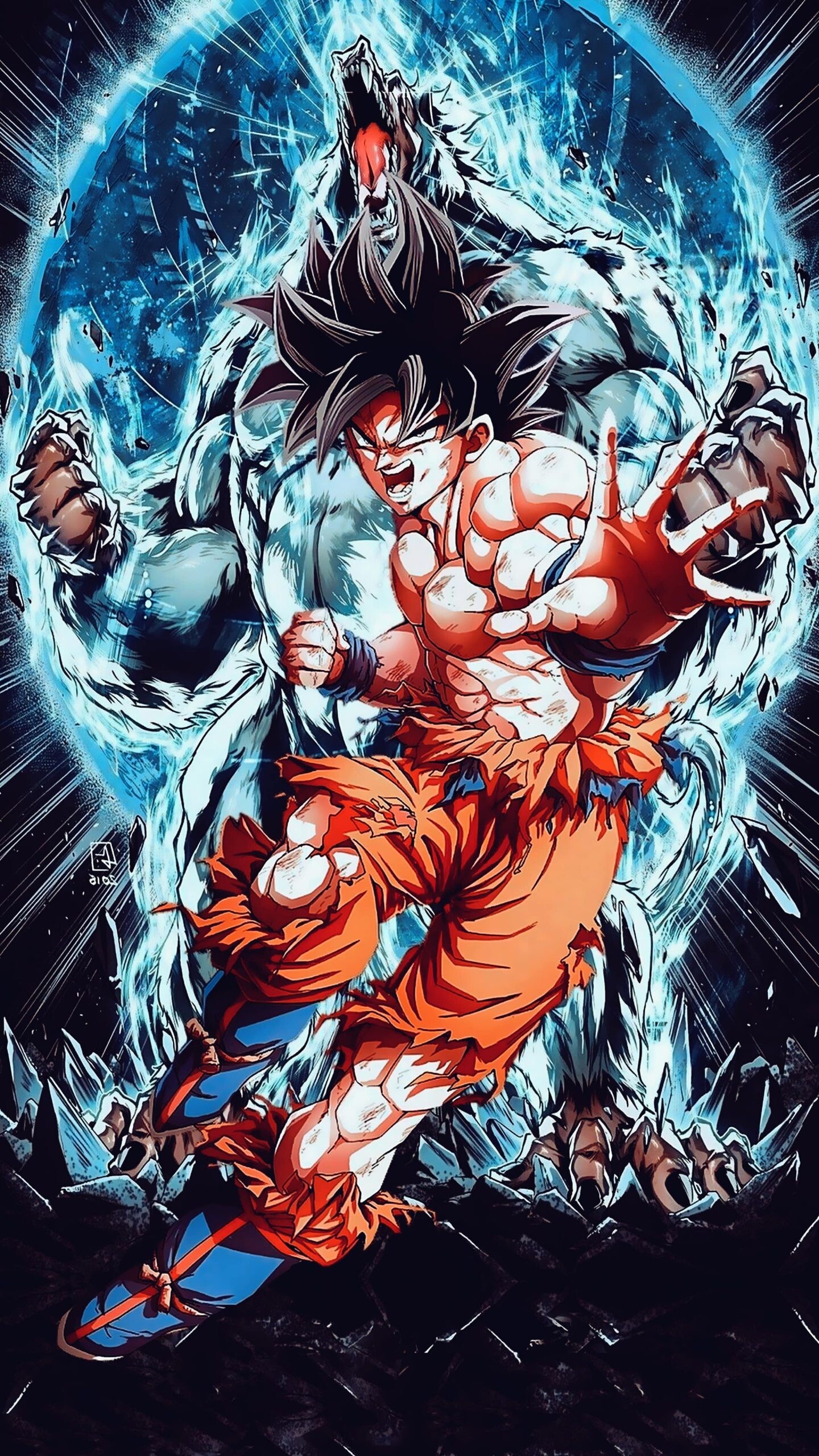 Goku, 4K wallpaper, Vibrant colors, Martial arts, 1440x2560 HD Phone