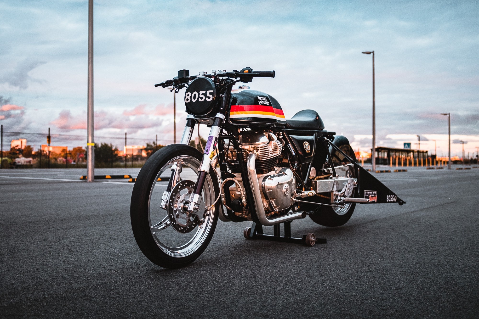 Royal Enfield Continental GT 650, race number 8055, extended drag racing swingarm, HD Desktop wallpaper