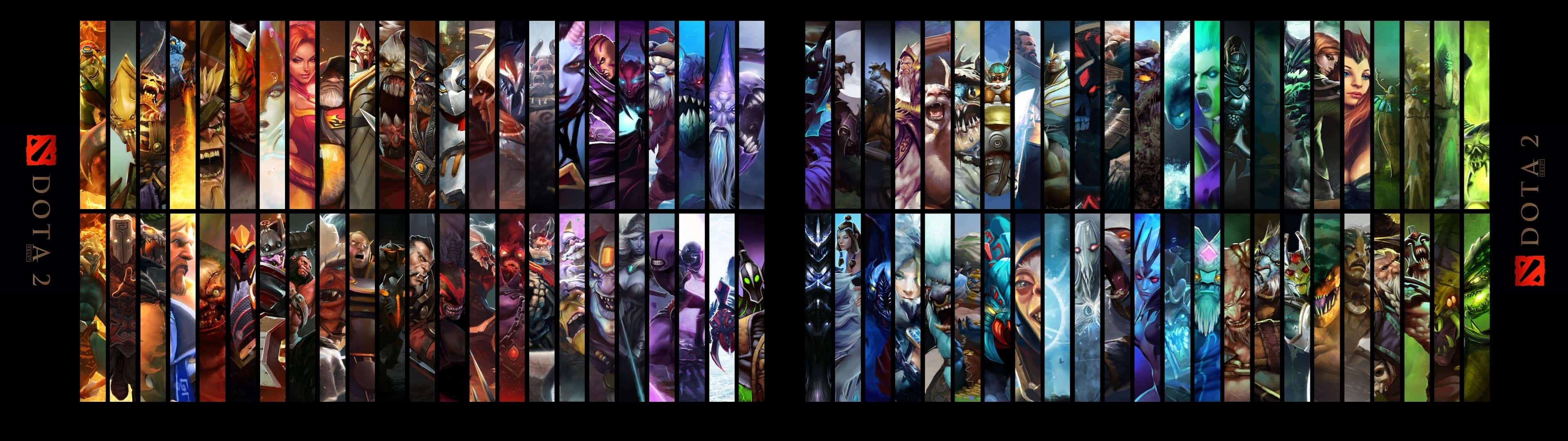 Dota 2, Hero wallpapers, Dual monitor screens, Character showcase, 3840x1080 Dual Screen Desktop