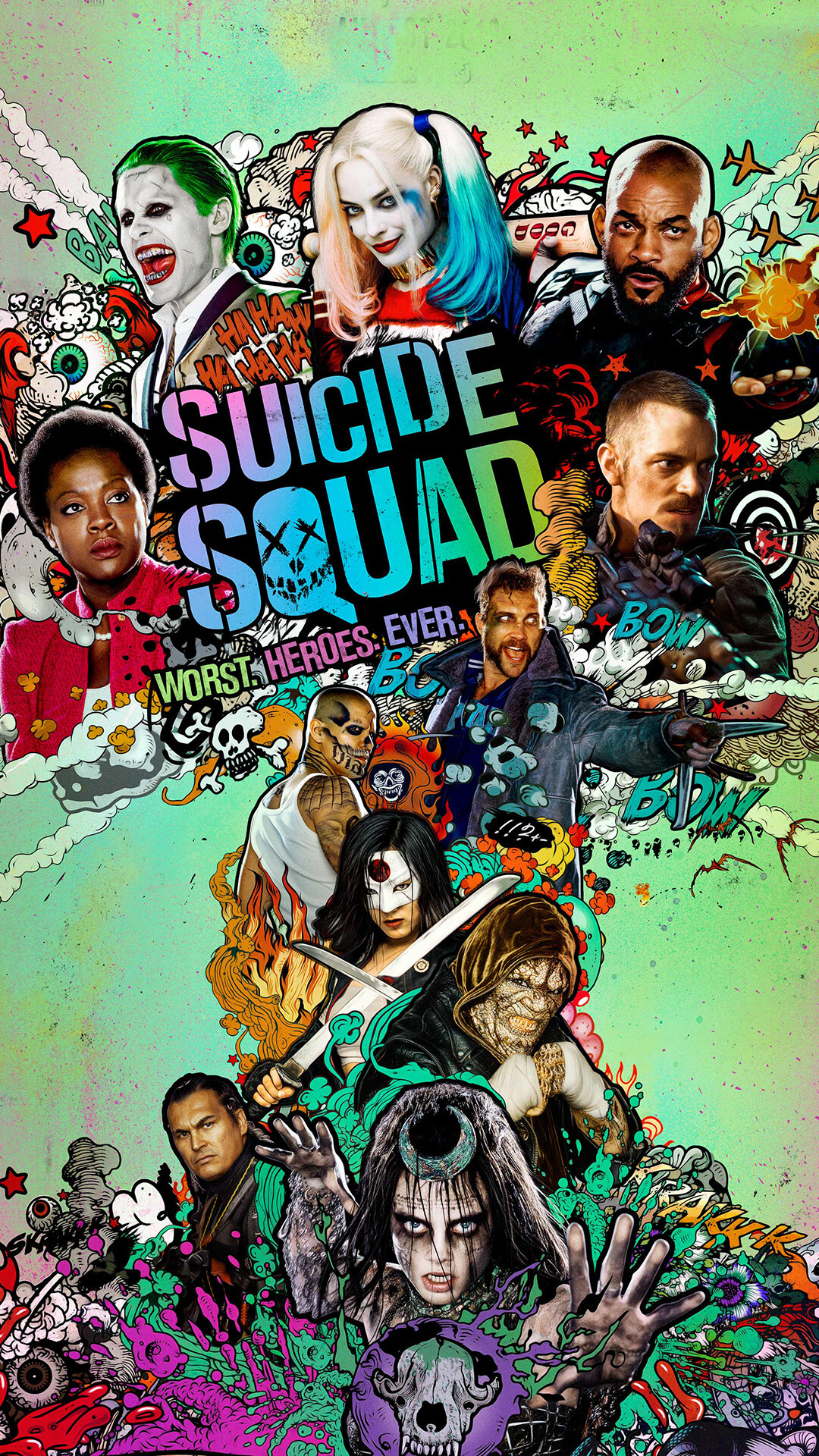 Main characters, Suicide Squad Wallpaper, 1080x1920 Full HD Phone