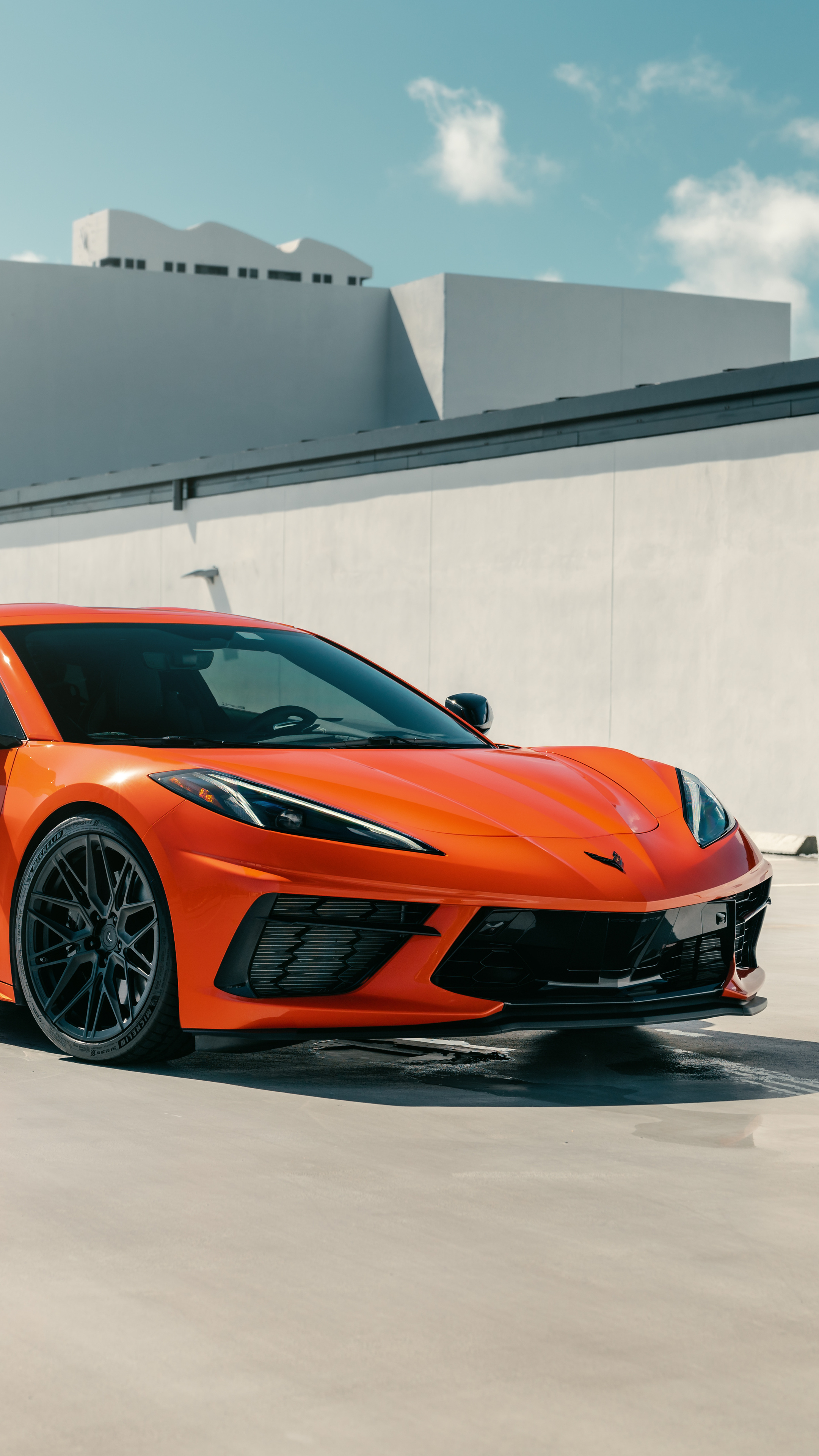 Vossen orange C8 Corvette, 8K, Sony Xperia X, 2160x3840 4K Phone